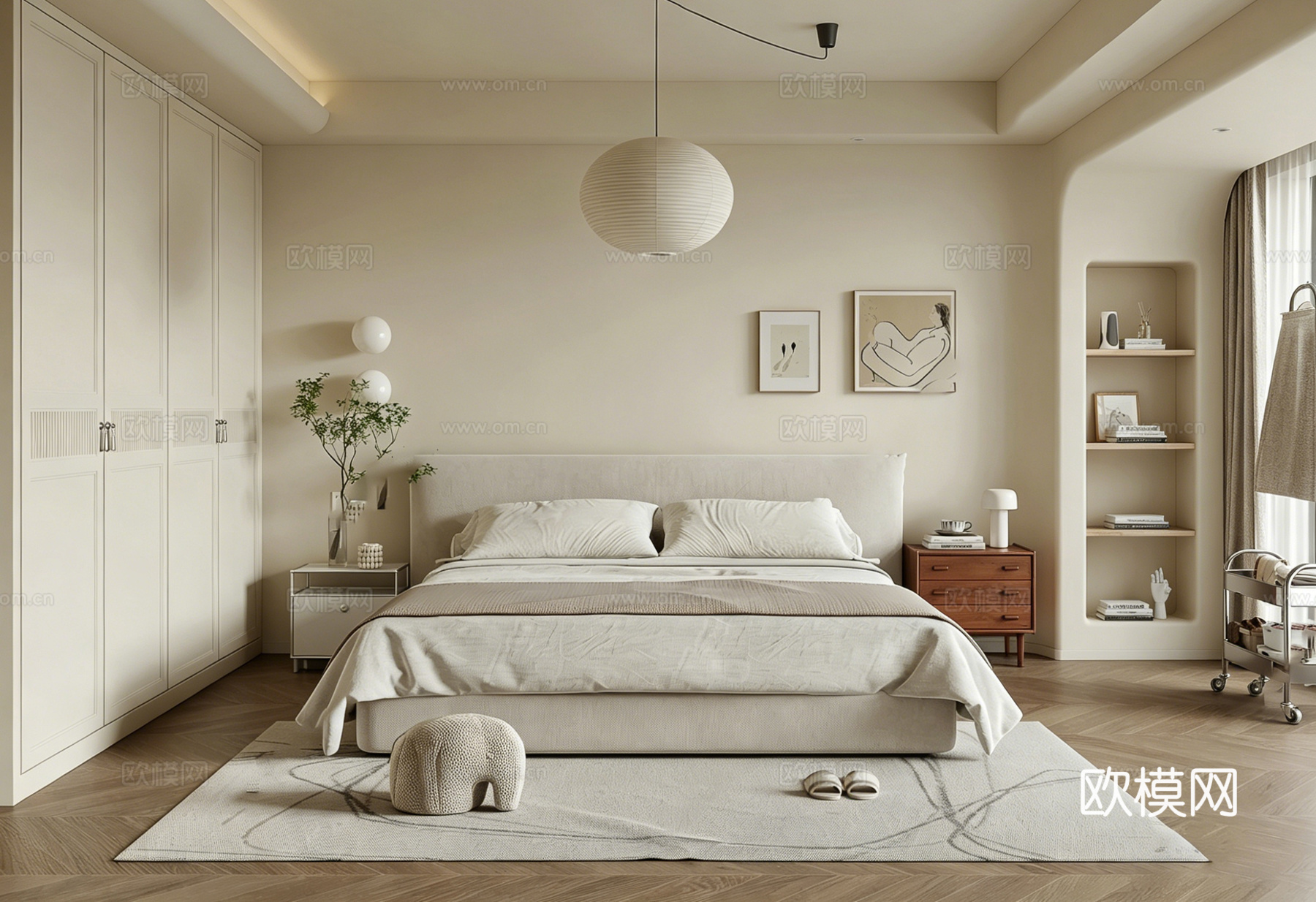 室内家装 卧室 家具 床 别墅 新中式 现代su模型