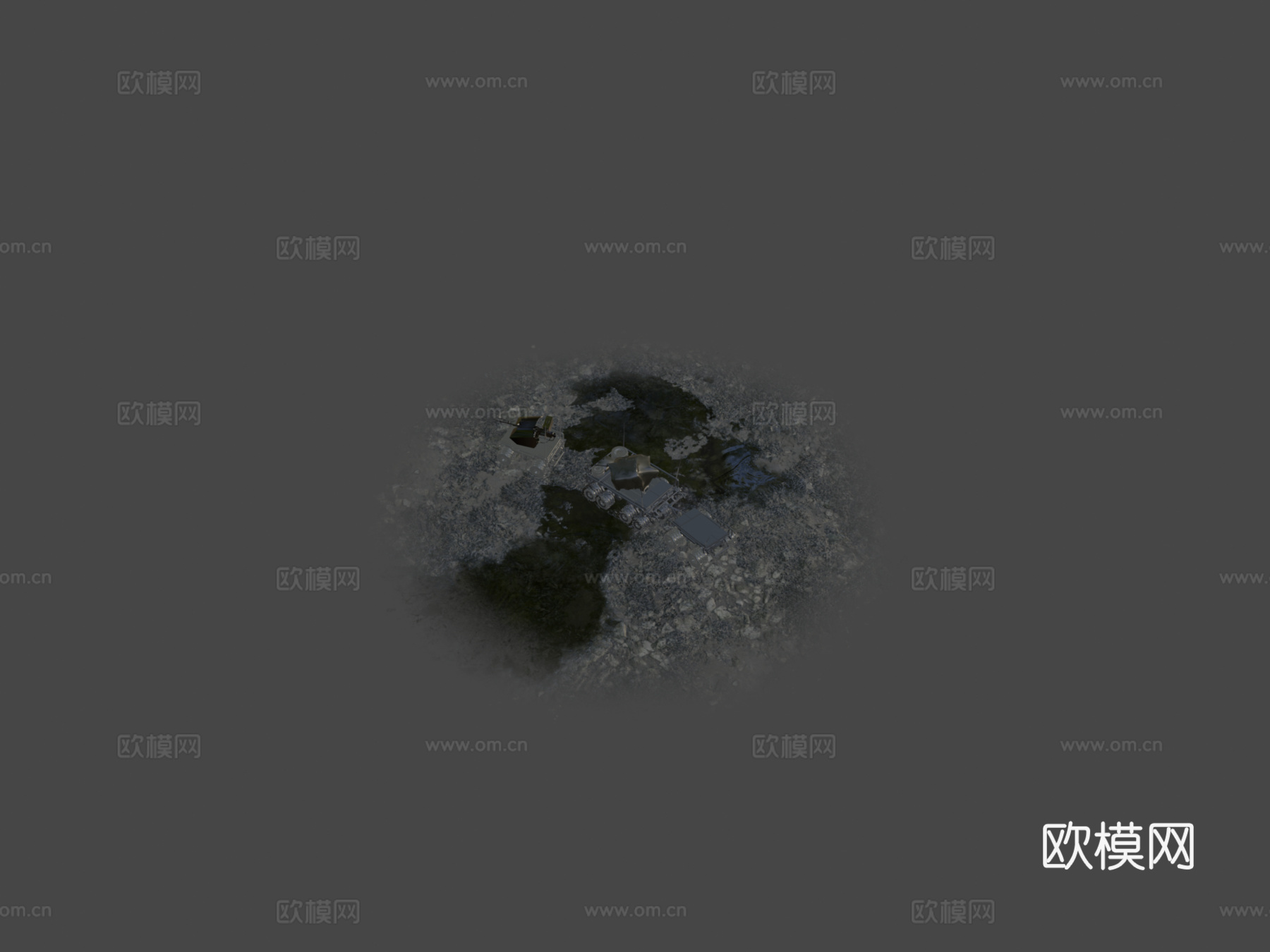 地面战斗无人机 机器人平台 炮塔su模型