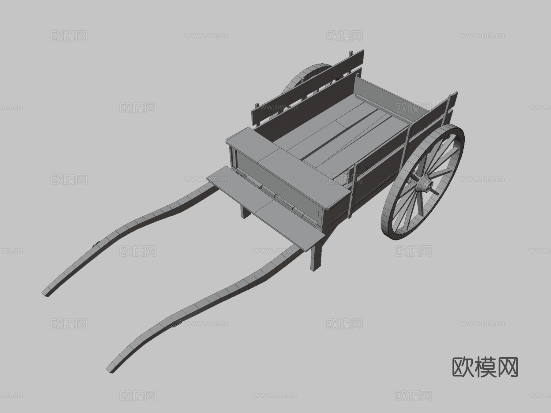 木制手推车su模型