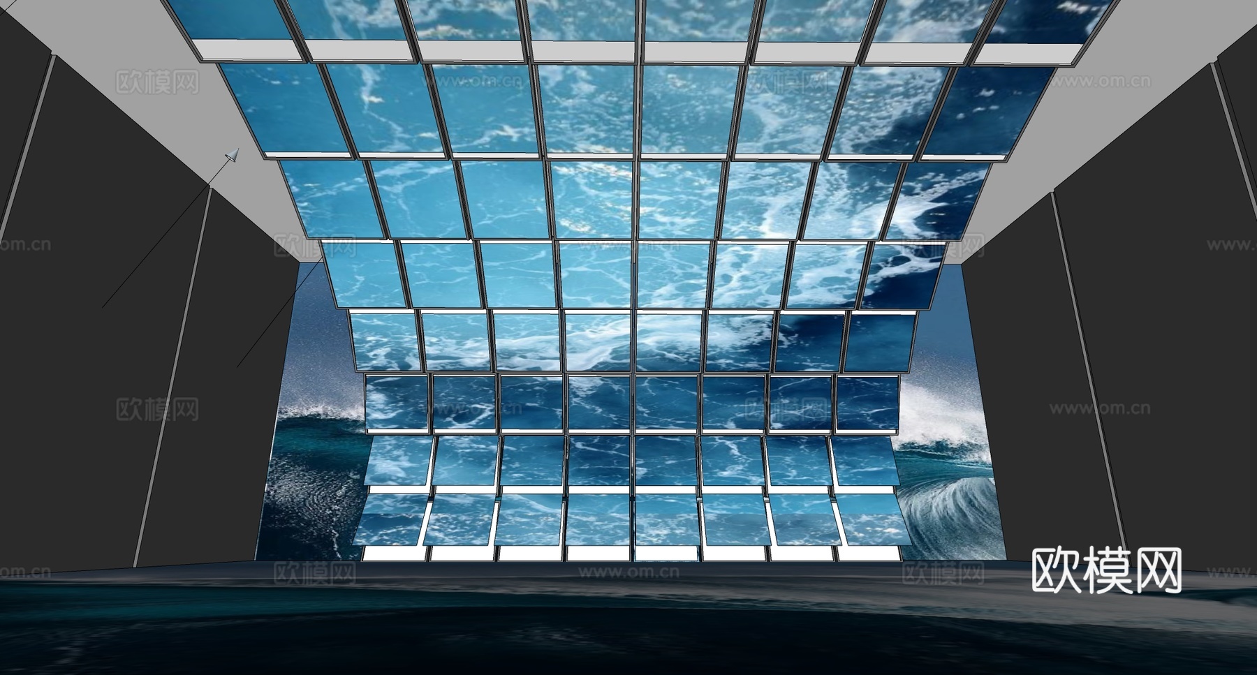 现代科技多媒体科技展厅  矩阵屏 沉浸式空间su模型