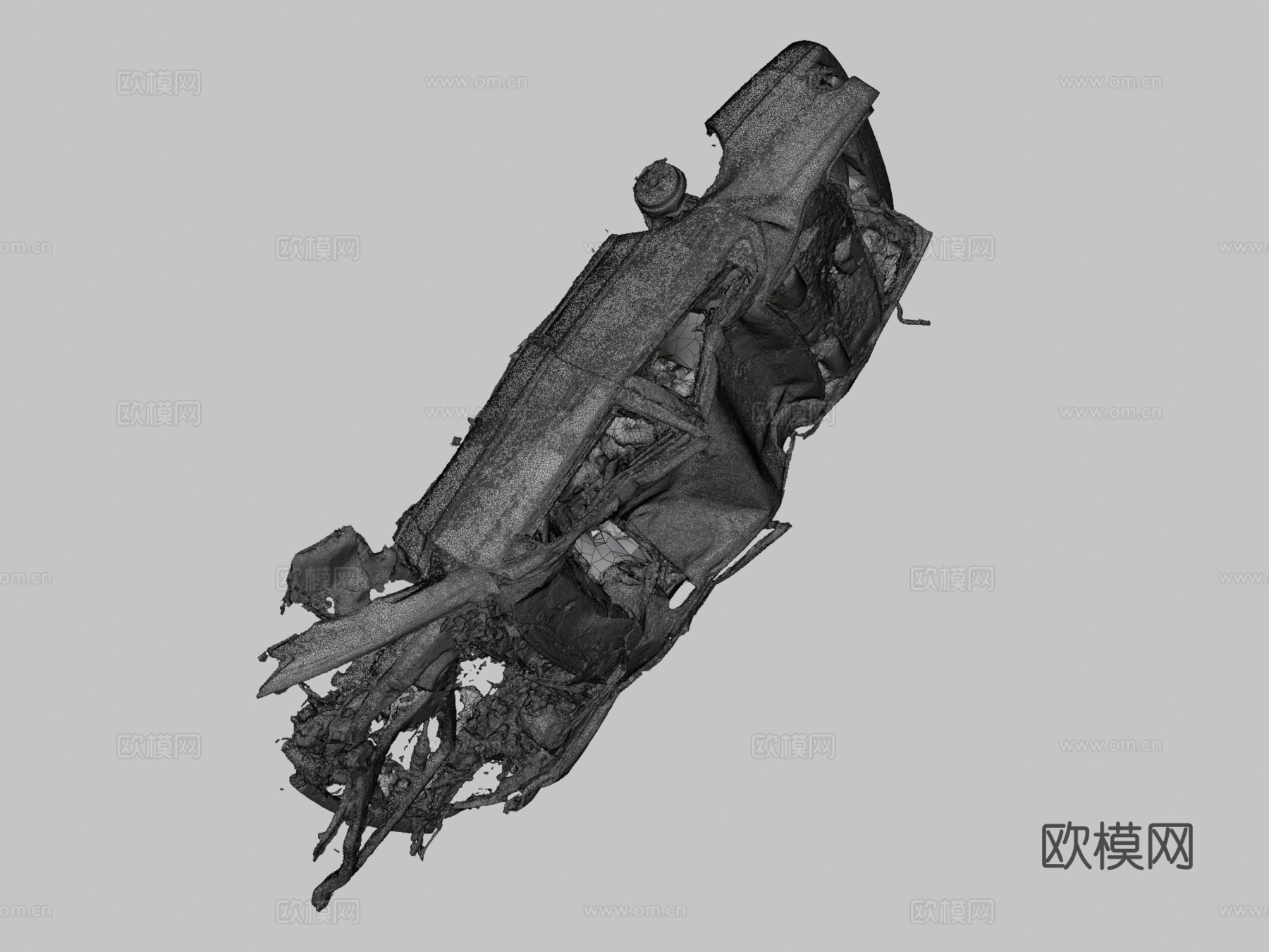 压碎汽车原始扫描su模型