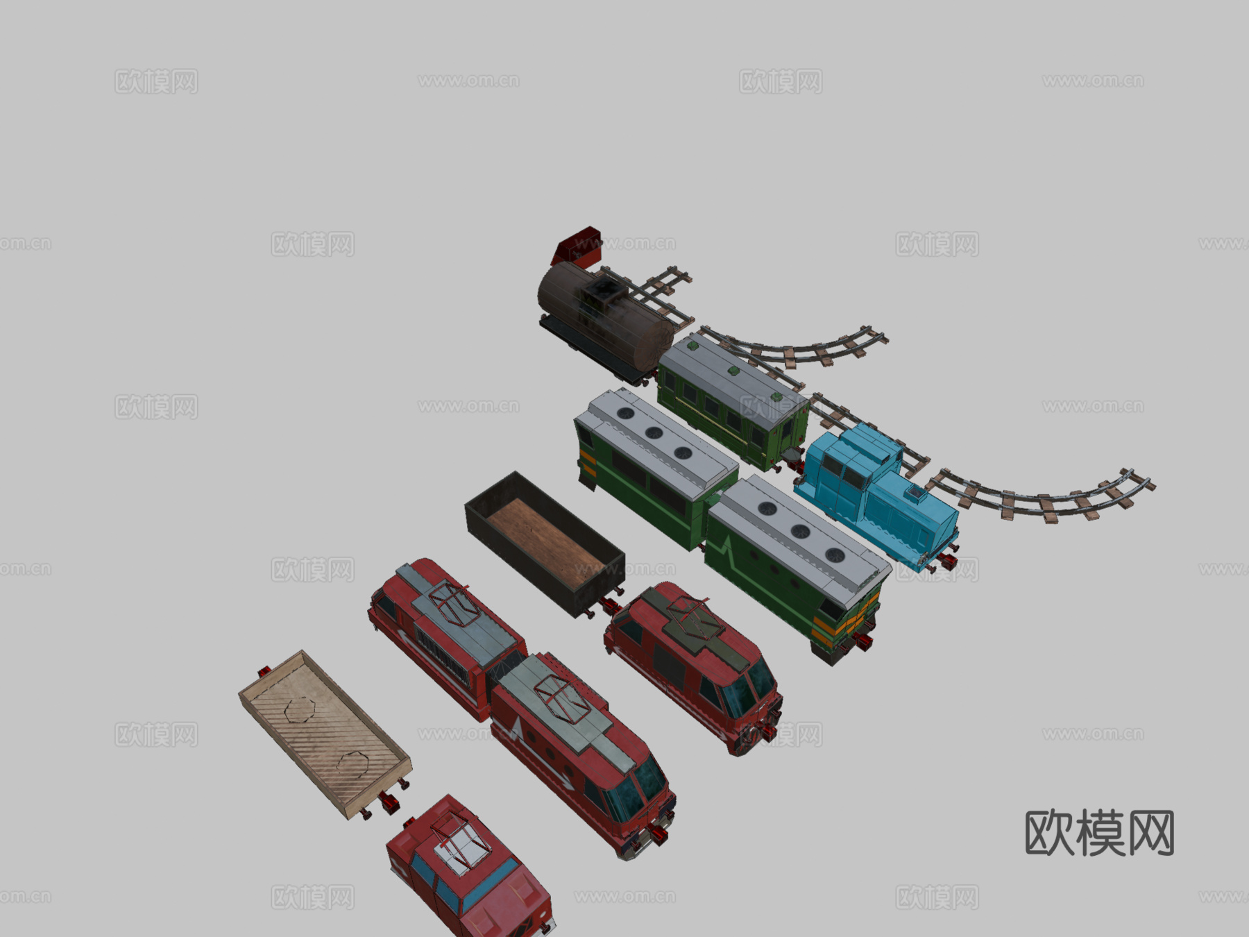 低多边形PBR铁路包su模型