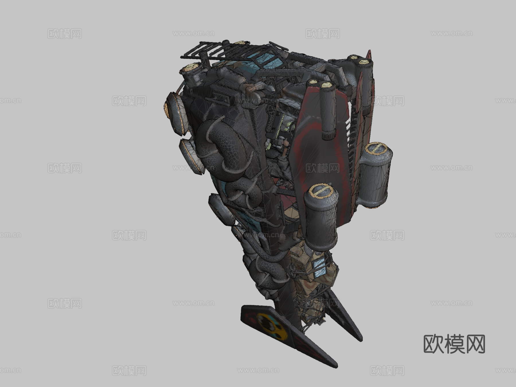 霓虹贫民窟悬浮拖船VR雕塑su模型