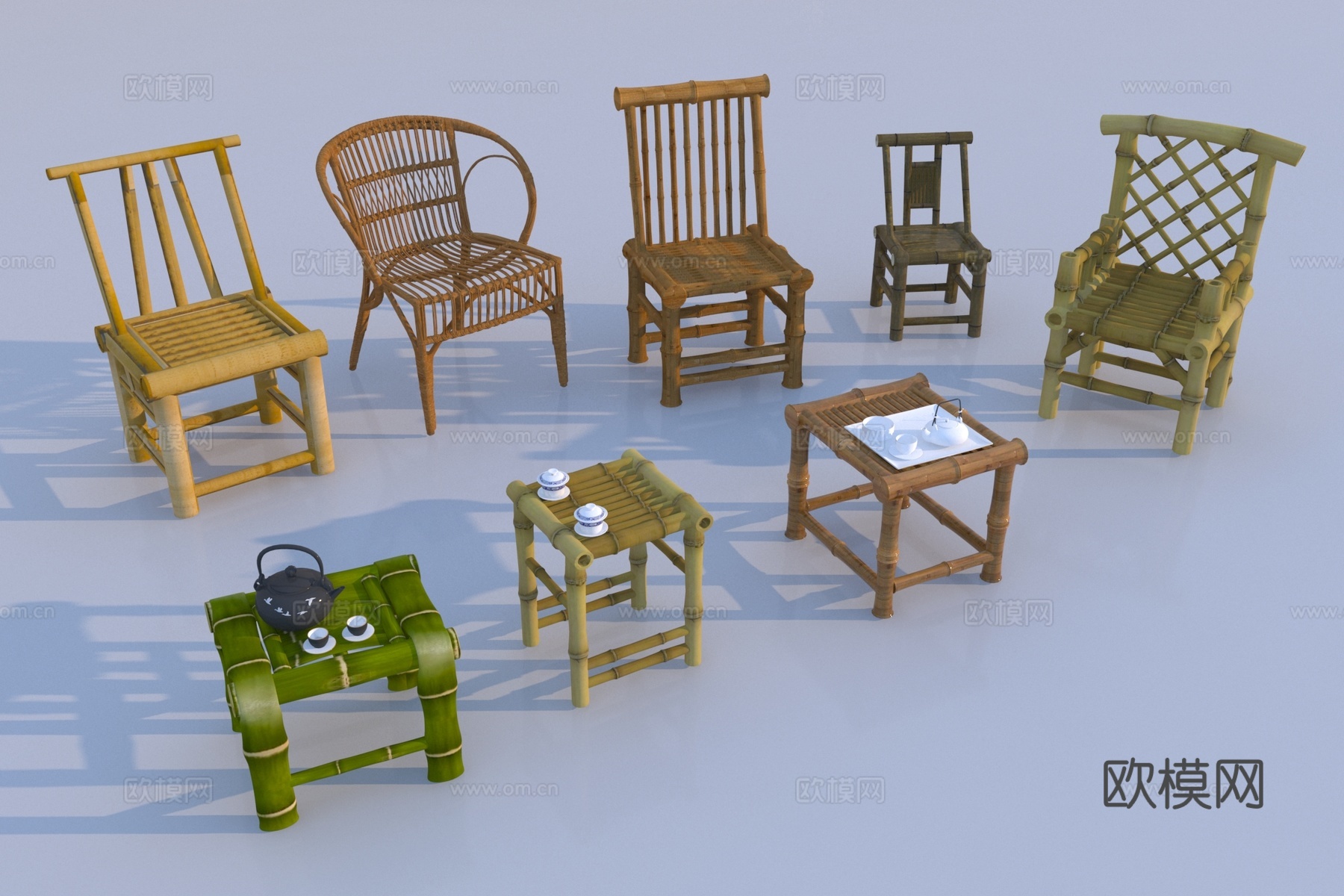 新中式休闲桌椅3d模型