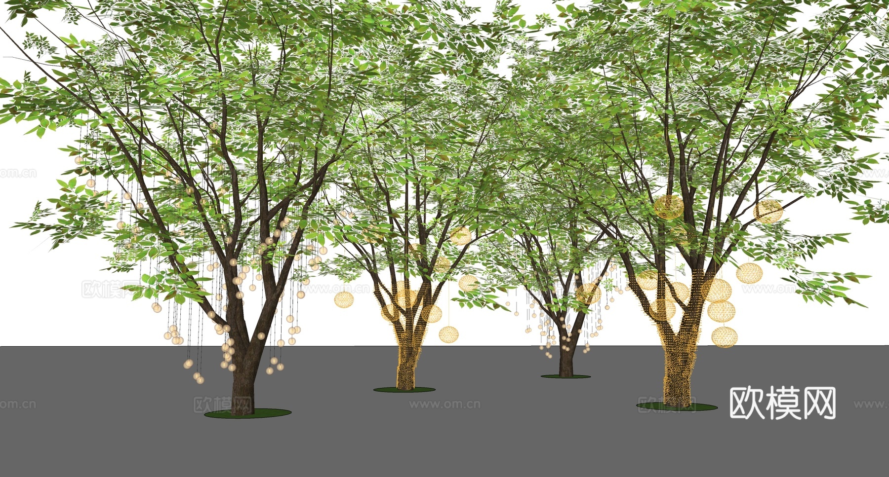 现代景观树灯 挂树灯 照树灯 星星灯 氛围灯su模型