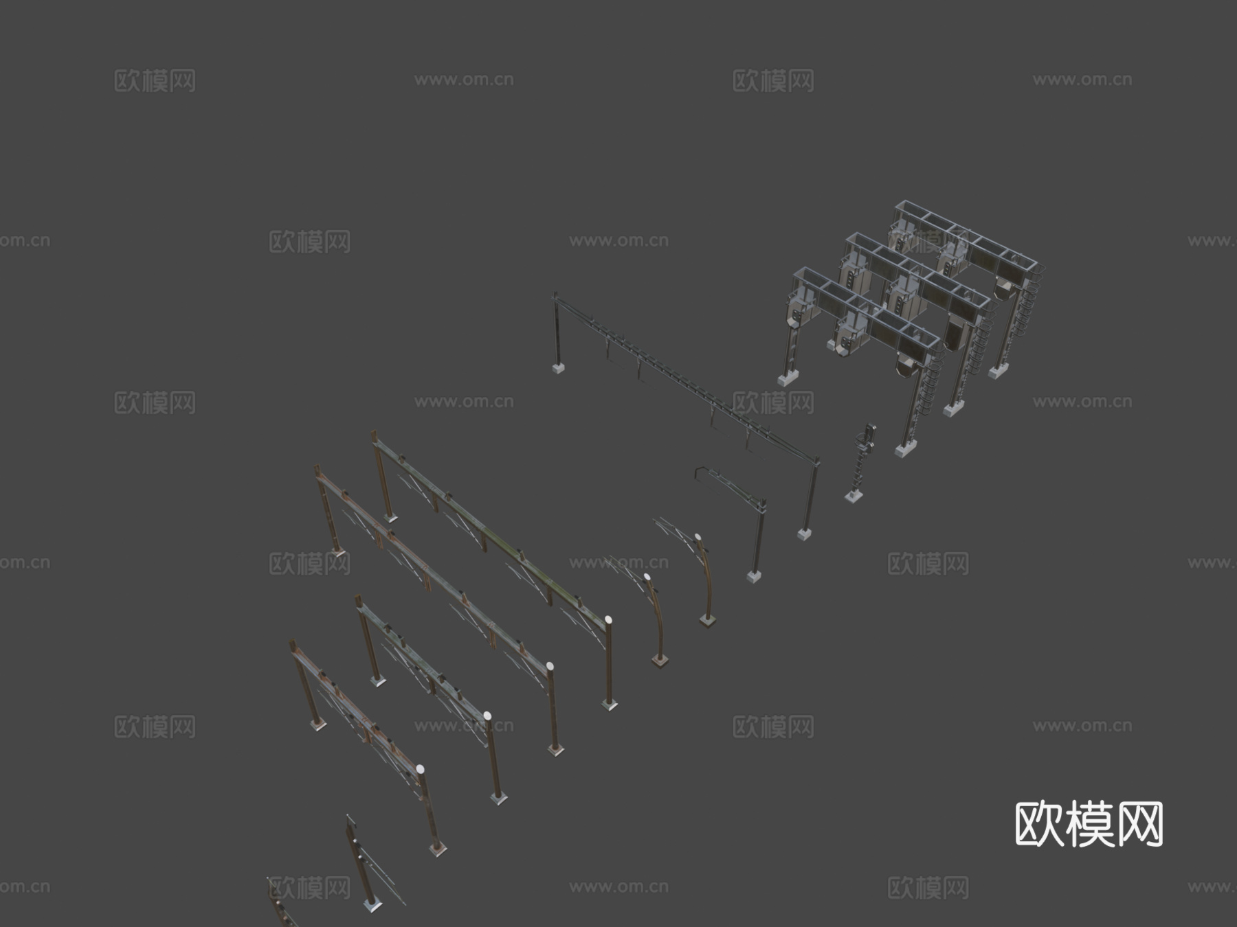 火车轨道铁路电力线集合su模型