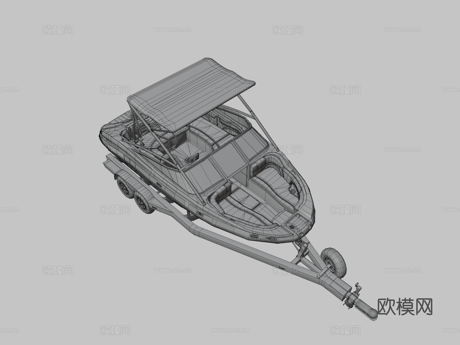 年212X雅马哈尾波滑水船带拖车su模型