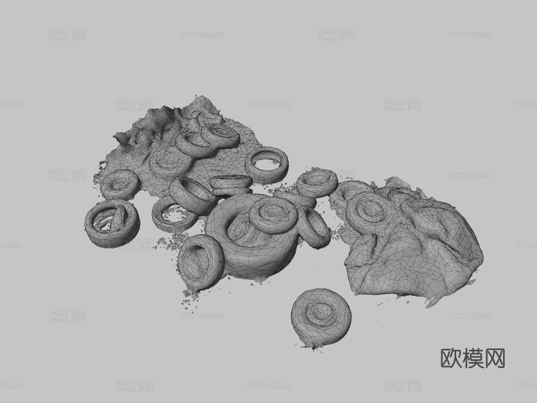 轮胎垃圾堆低多边形扫描su模型