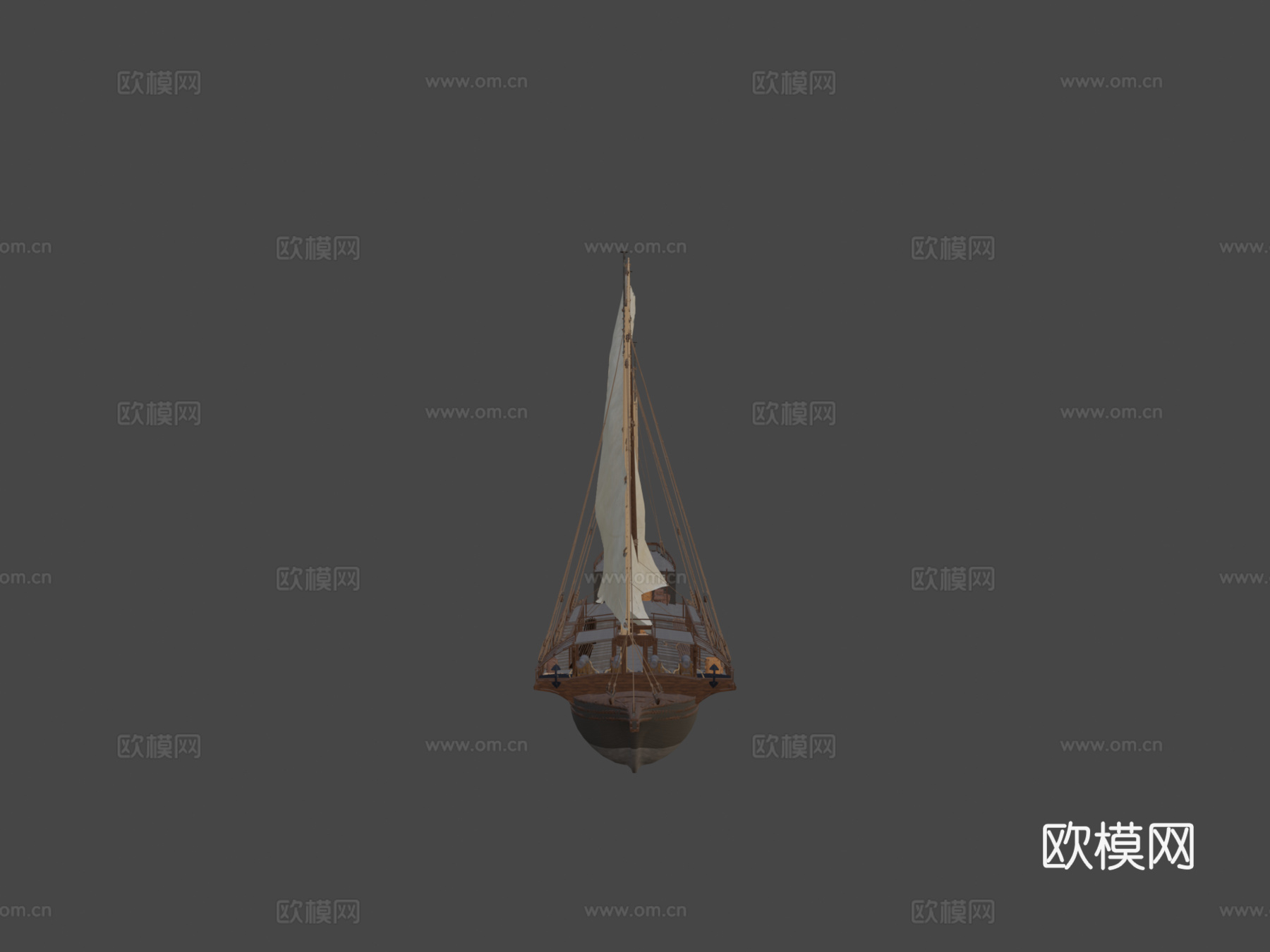 俄罗斯22桨波罗的海桨帆船su模型