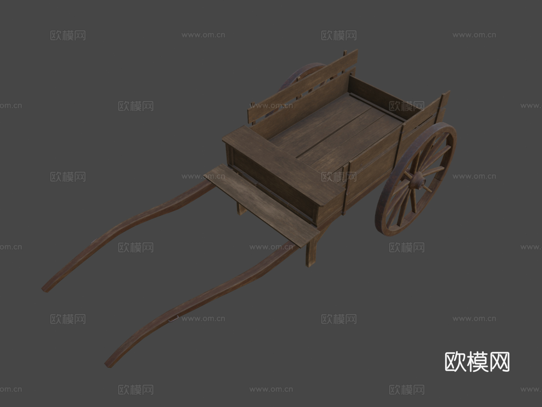木制手推车su模型