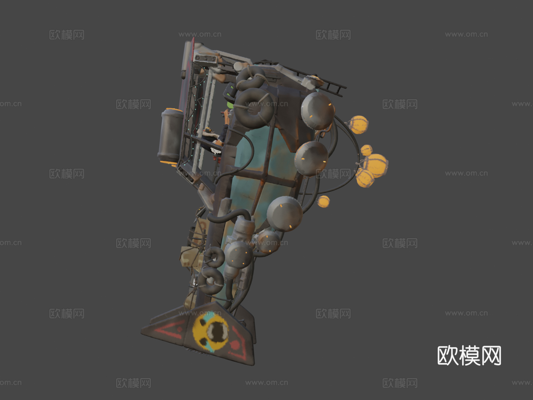 霓虹贫民窟悬浮拖船VR雕塑su模型