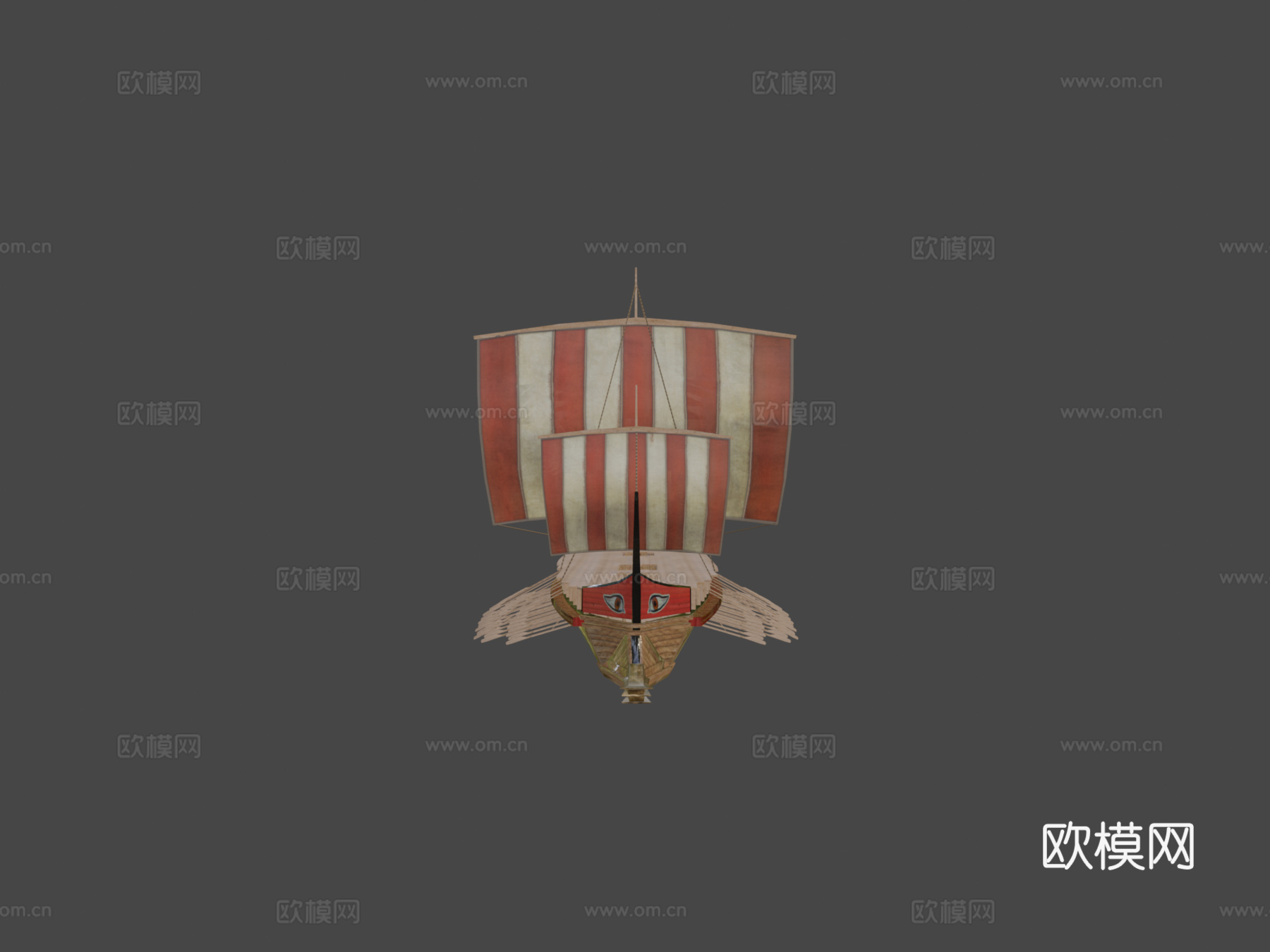 三列桨座战船su模型