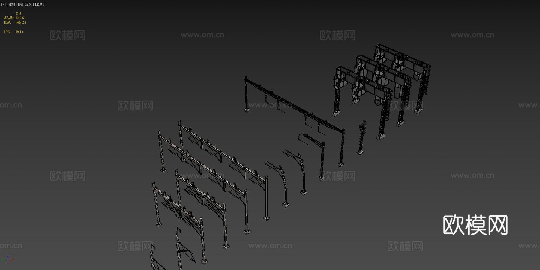 火车轨道铁路电力线集合su模型