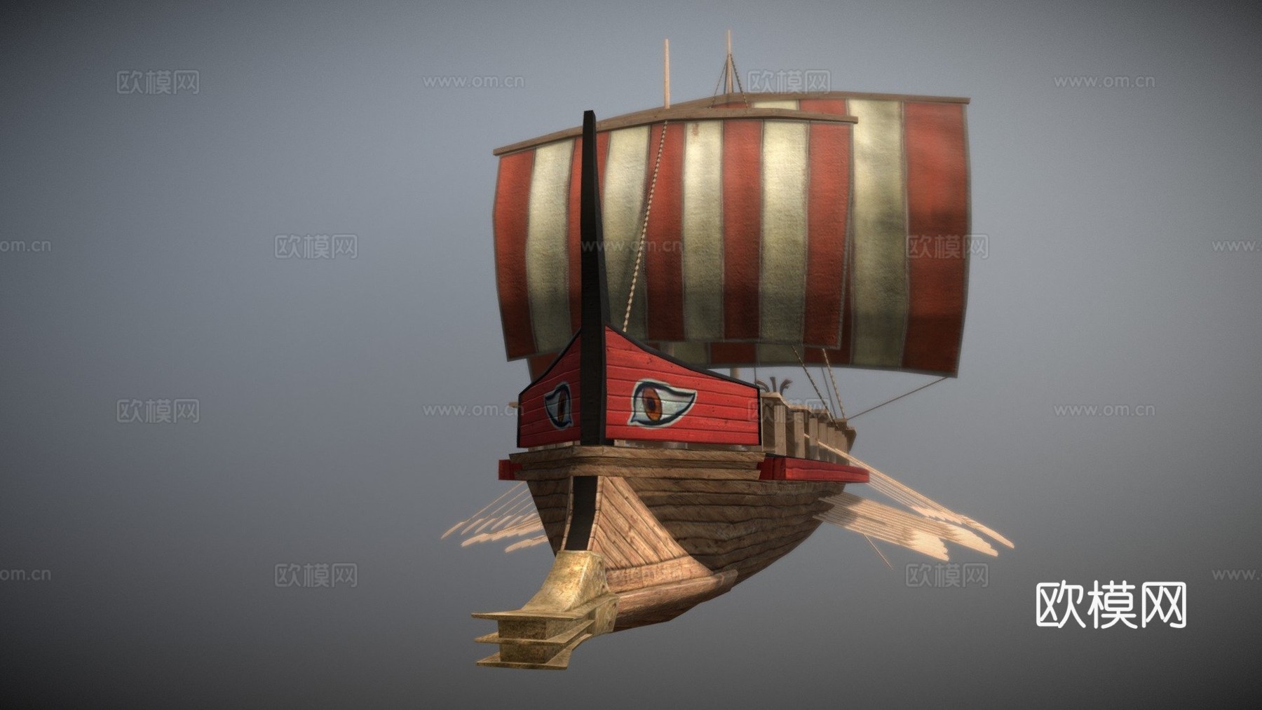 三列桨座战船su模型