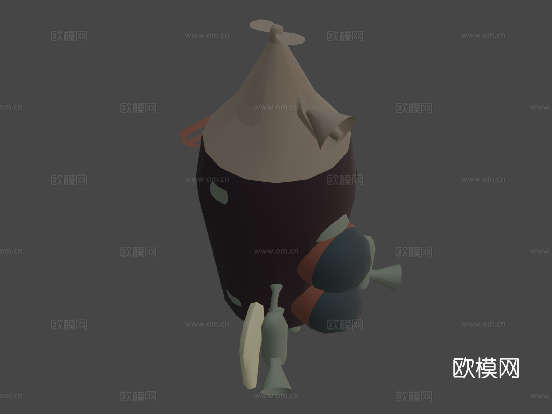 皮克敏 霍卡塔特飞船 纸模型su模型