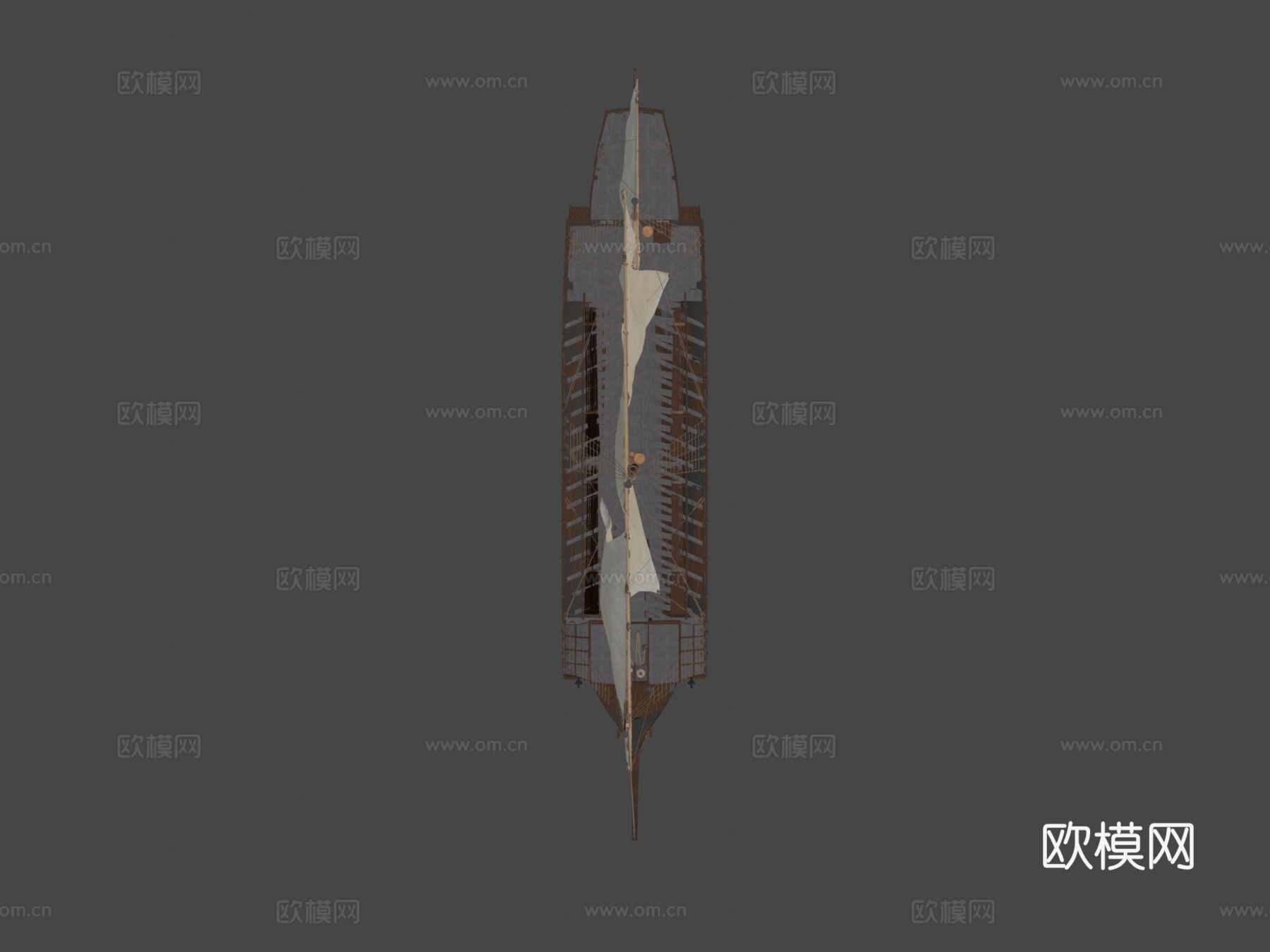 俄罗斯22桨波罗的海桨帆船su模型