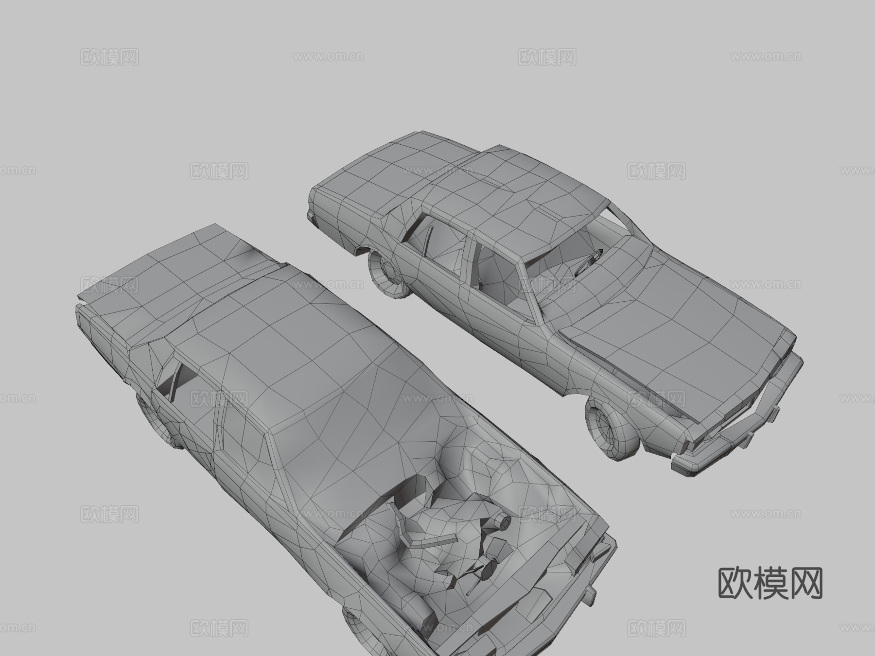 废弃80年代轿车su模型