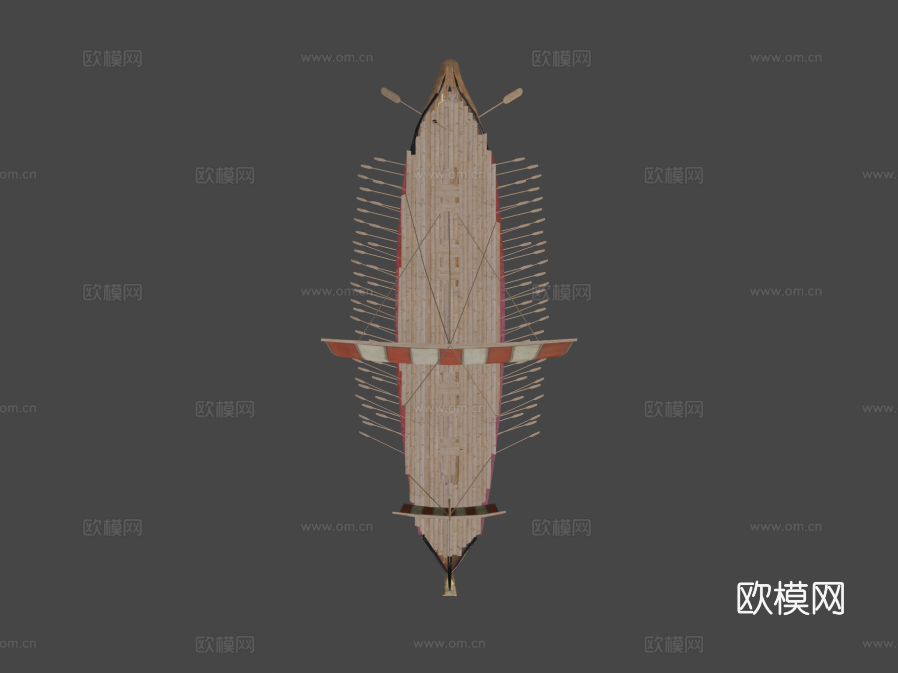 三列桨座战船su模型