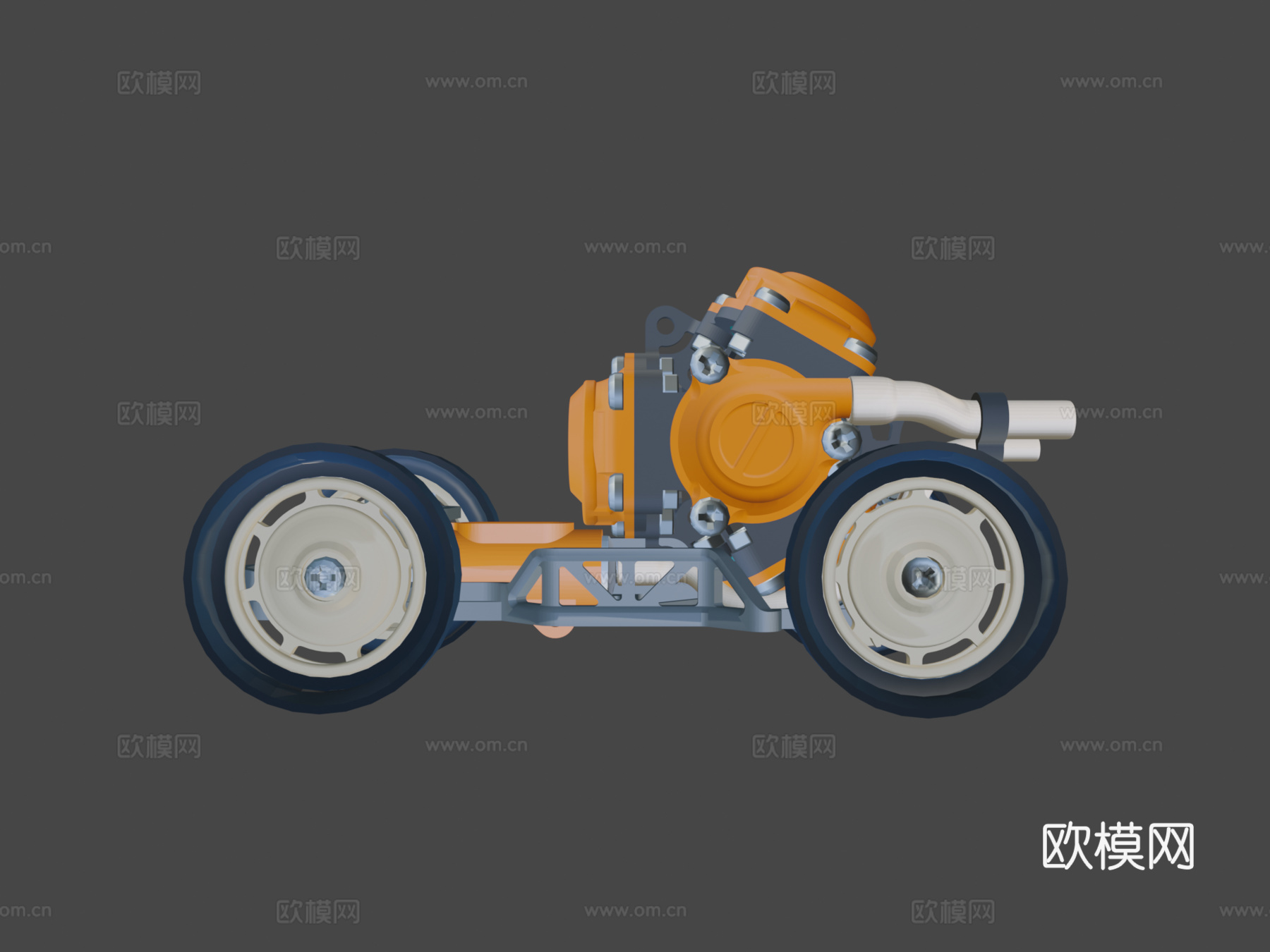 气动移动 三维可打印 气动玩具车su模型