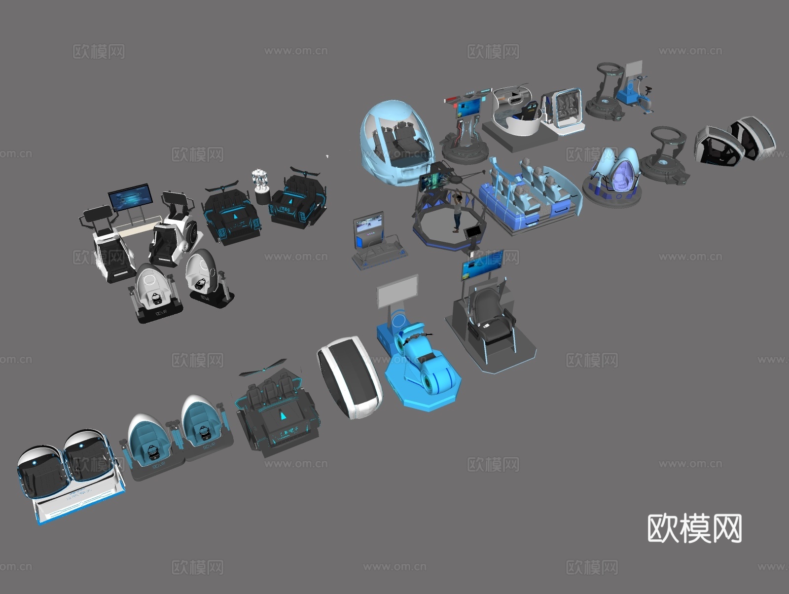 游乐设备VR游戏设备su模型