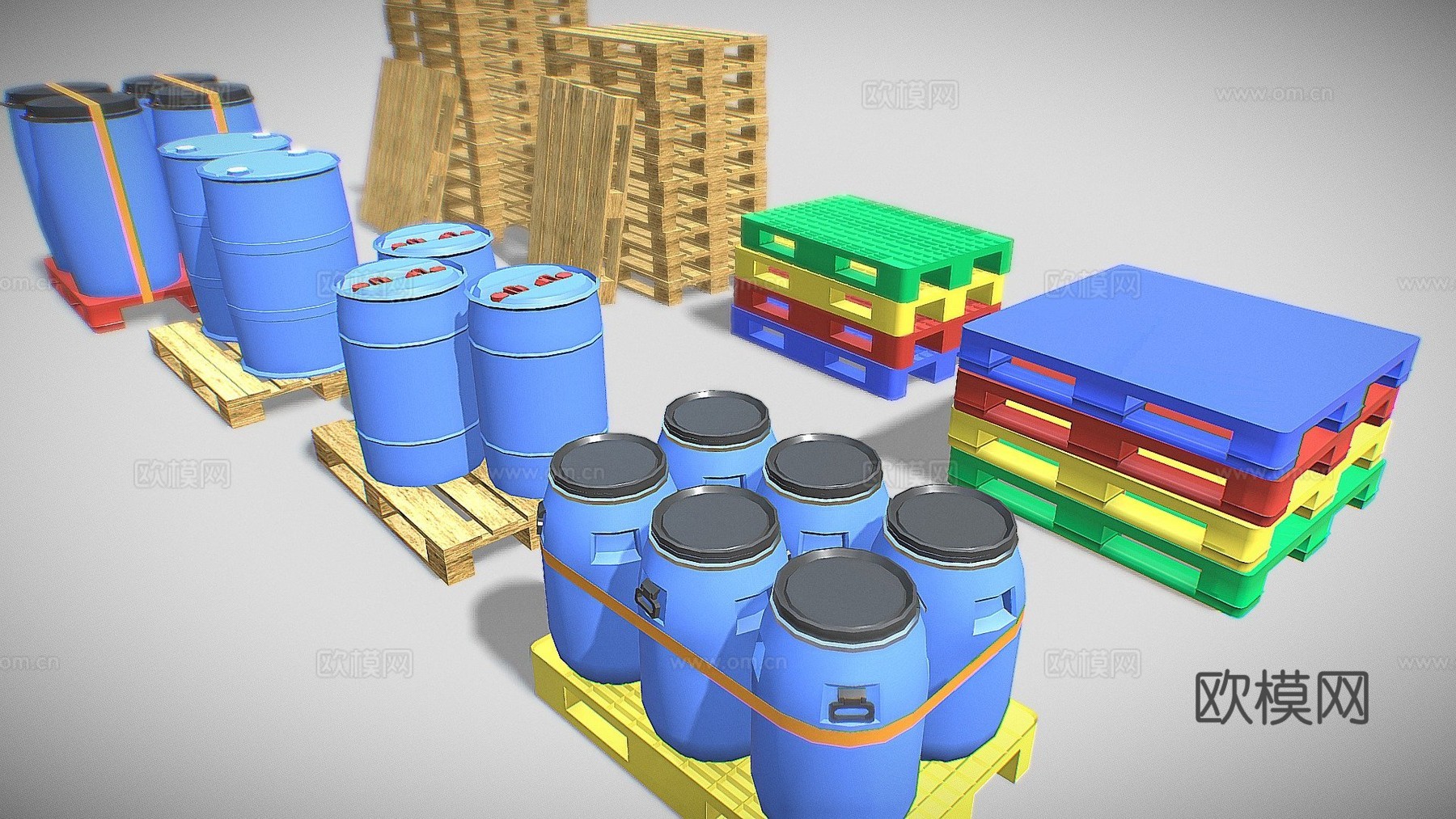 托盘和塑料桶su模型