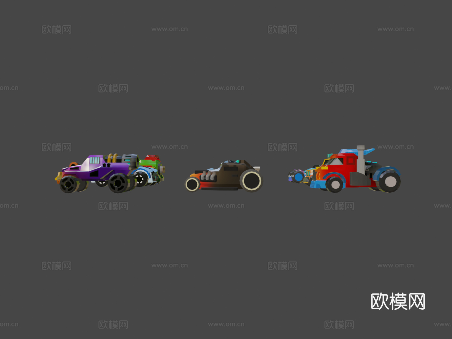 低多边形微型卡通赛车资产包su模型