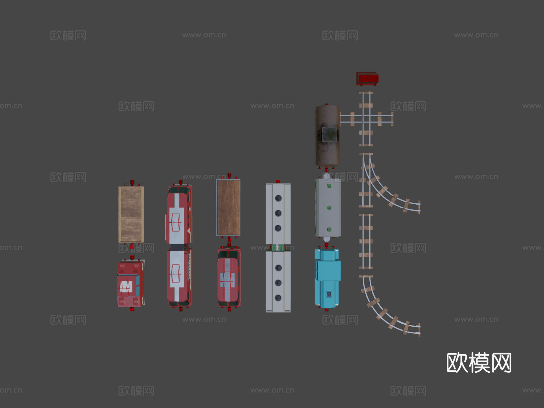 低多边形PBR铁路包su模型