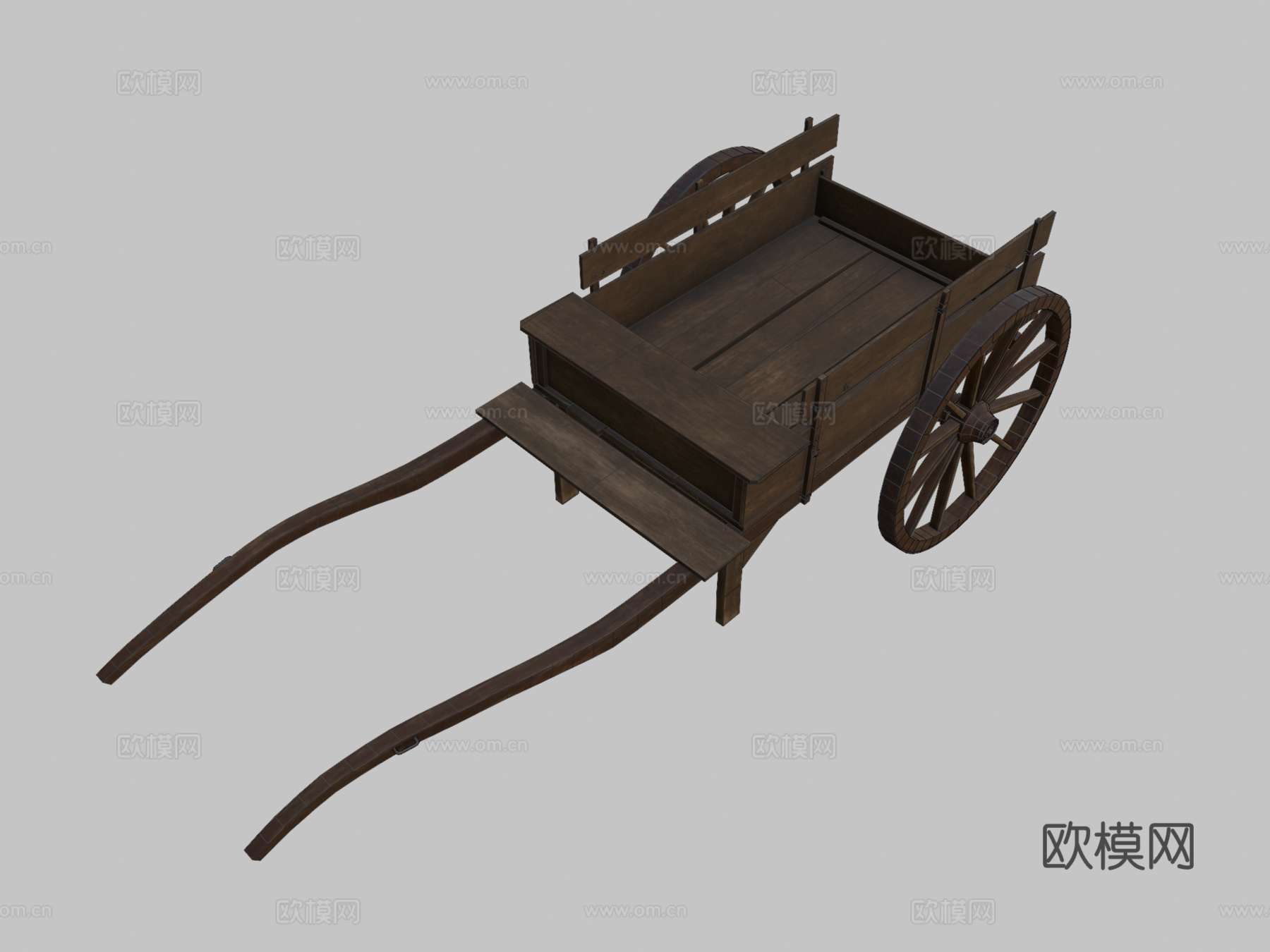 木制手推车su模型