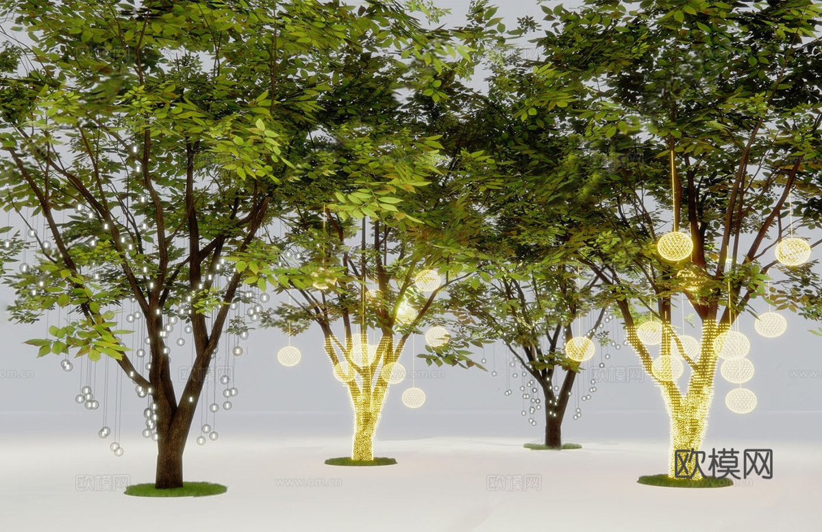 现代景观树灯 挂树灯 照树灯 星星灯 氛围灯su模型