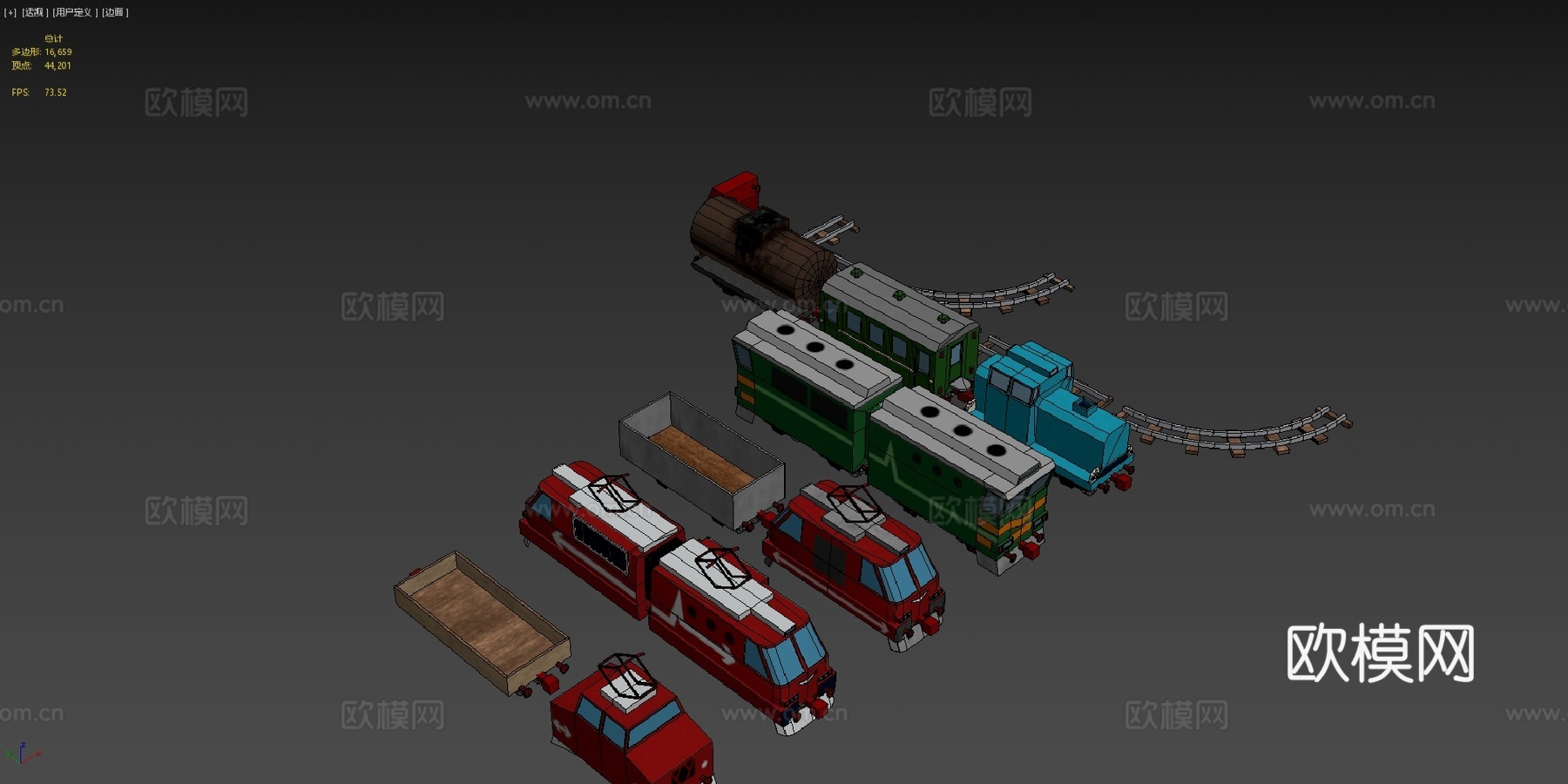 低多边形PBR铁路包su模型