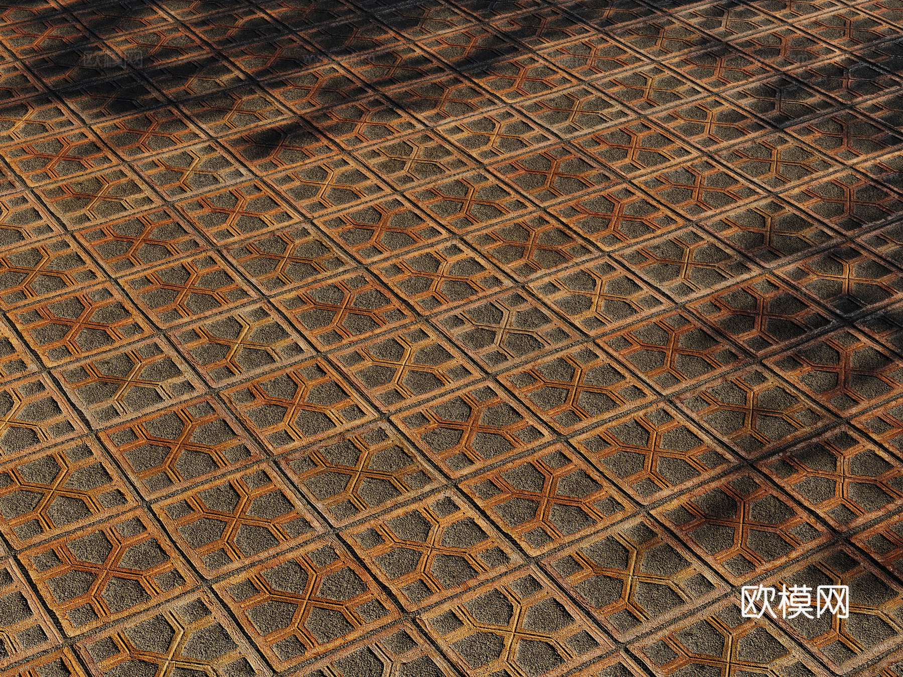 现代户外地砖 铺路砖 路面 铺装 地砖铺贴3d模型