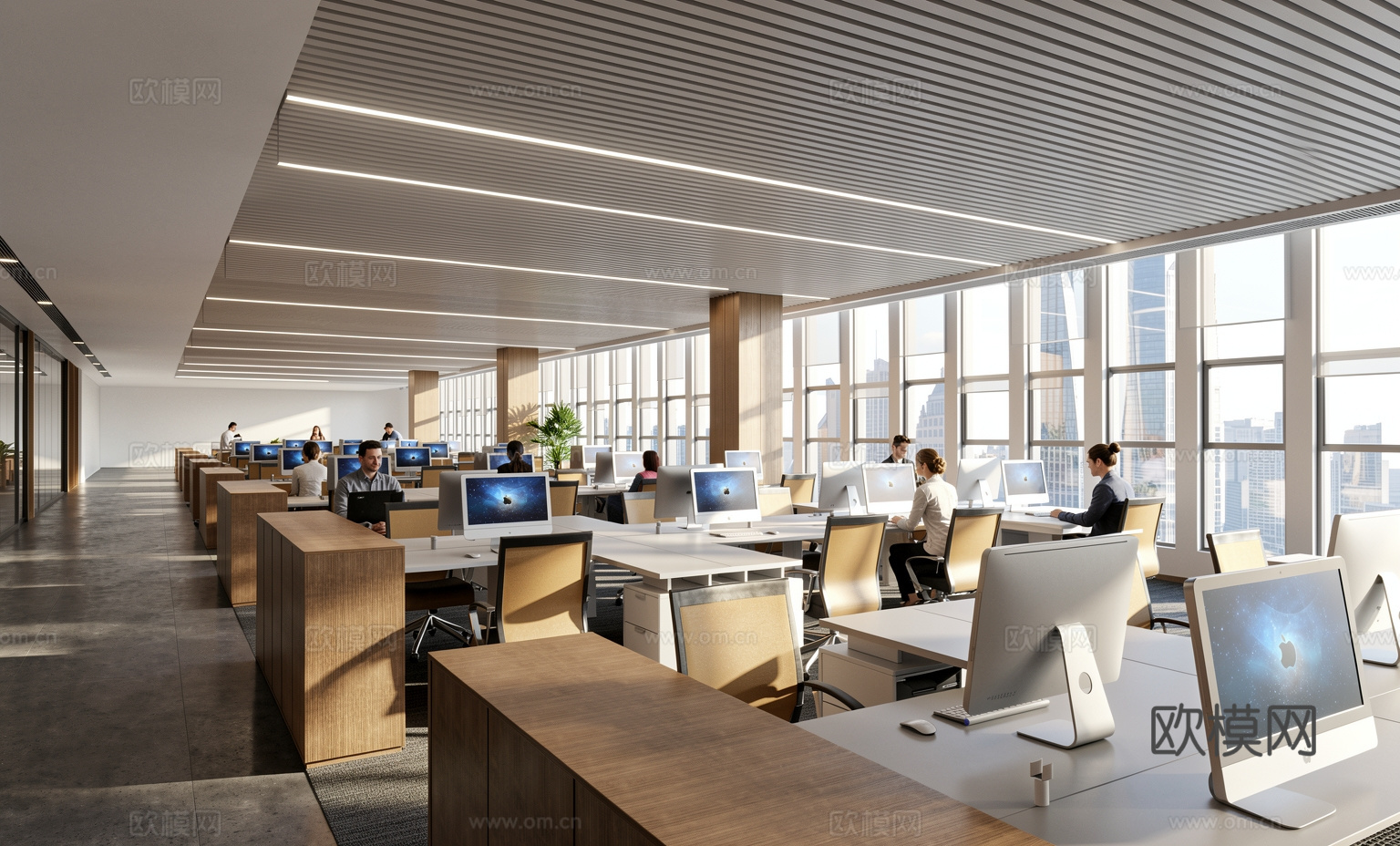 公共办公区   员工办公区su模型