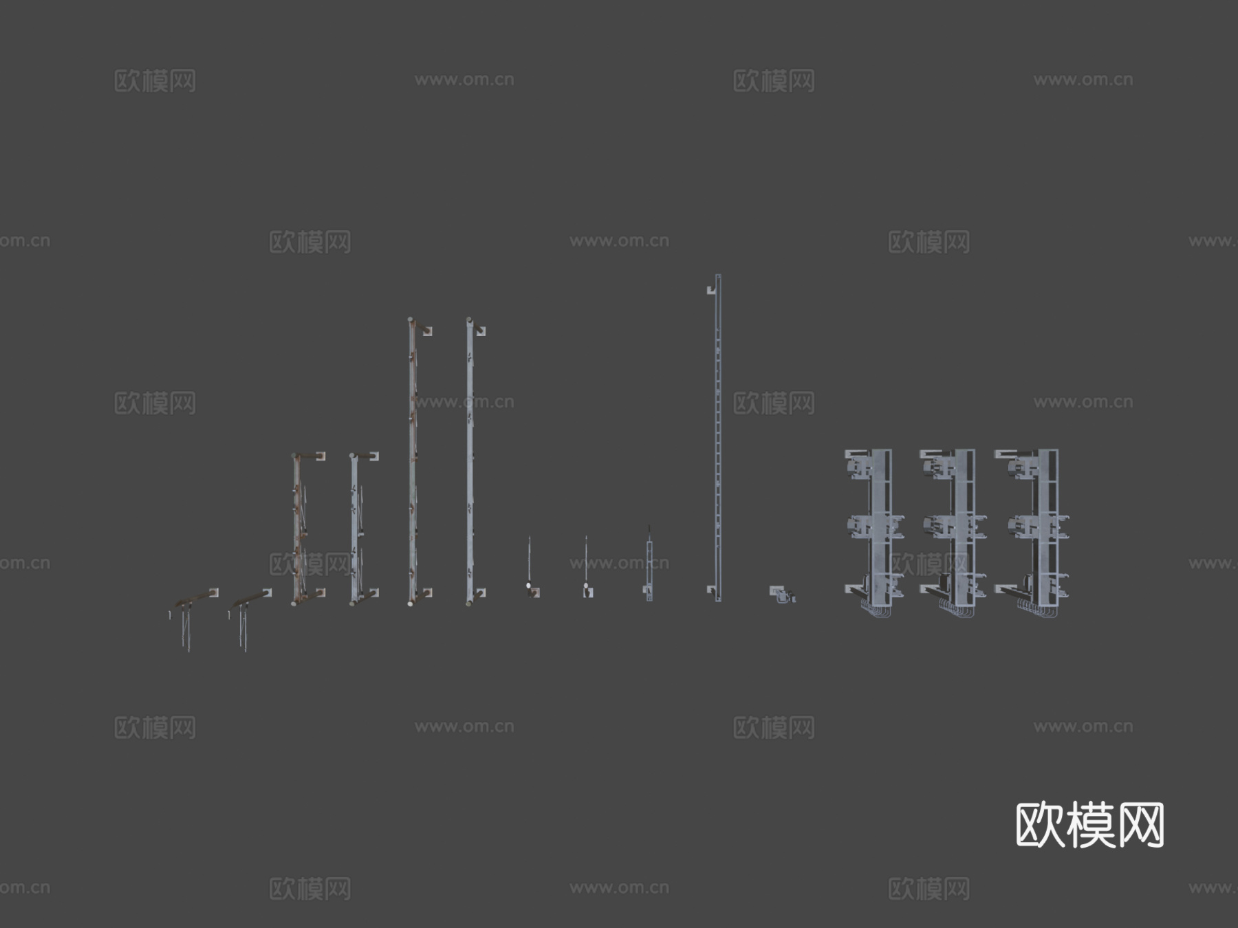 火车轨道铁路电力线集合su模型