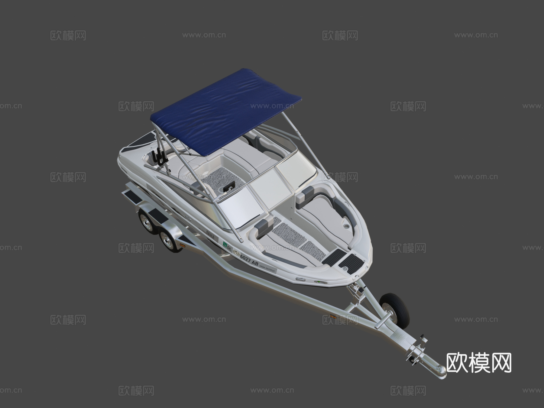 年212X雅马哈尾波滑水船带拖车su模型