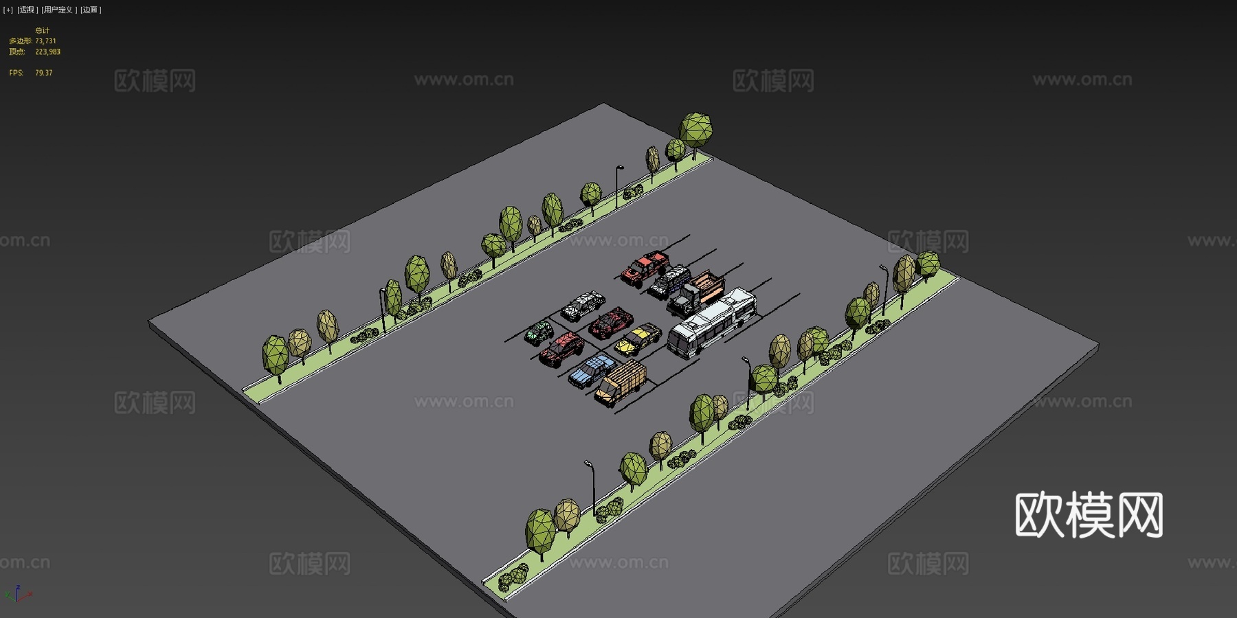 卡通低多边形城市汽车包su模型