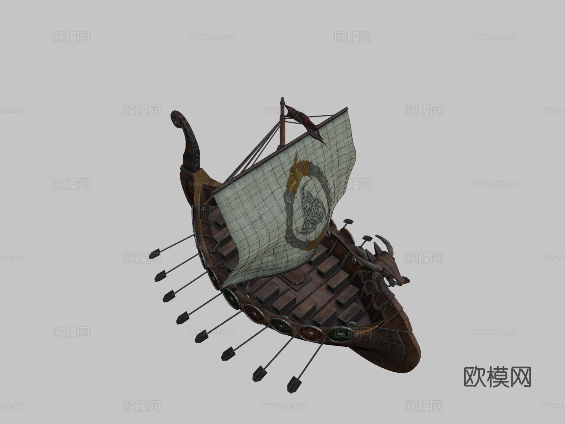 风格化 维京船su模型