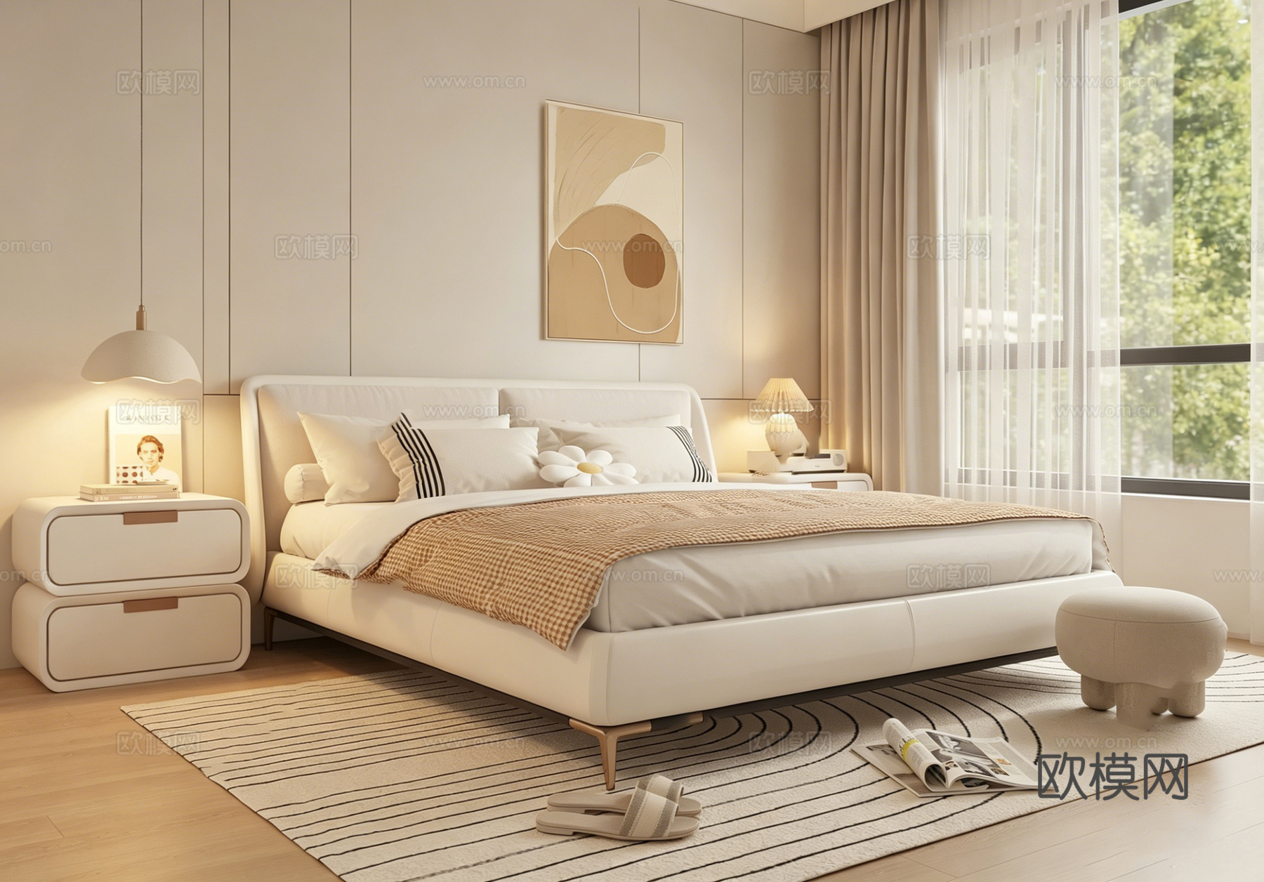 室内家装 卧室 家具 床 别墅 新中式 现代su模型