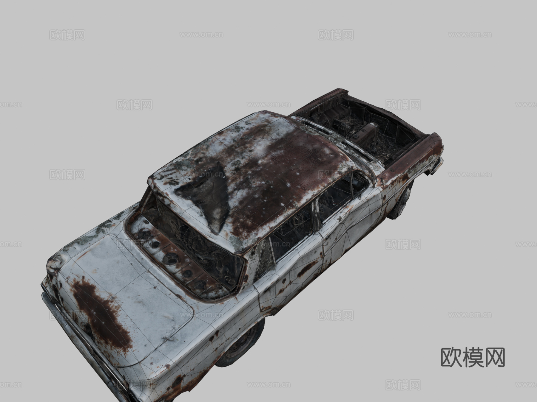 废弃轿车游戏就绪来自扫描su模型
