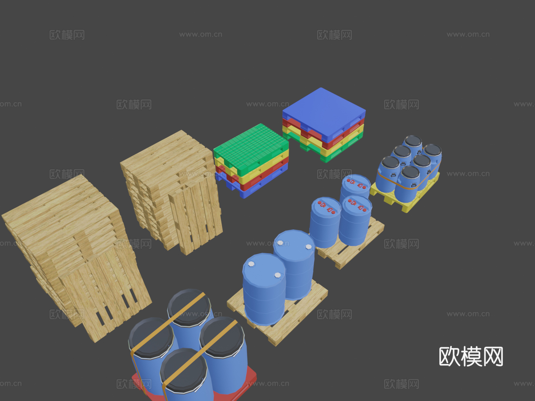 托盘和塑料桶su模型