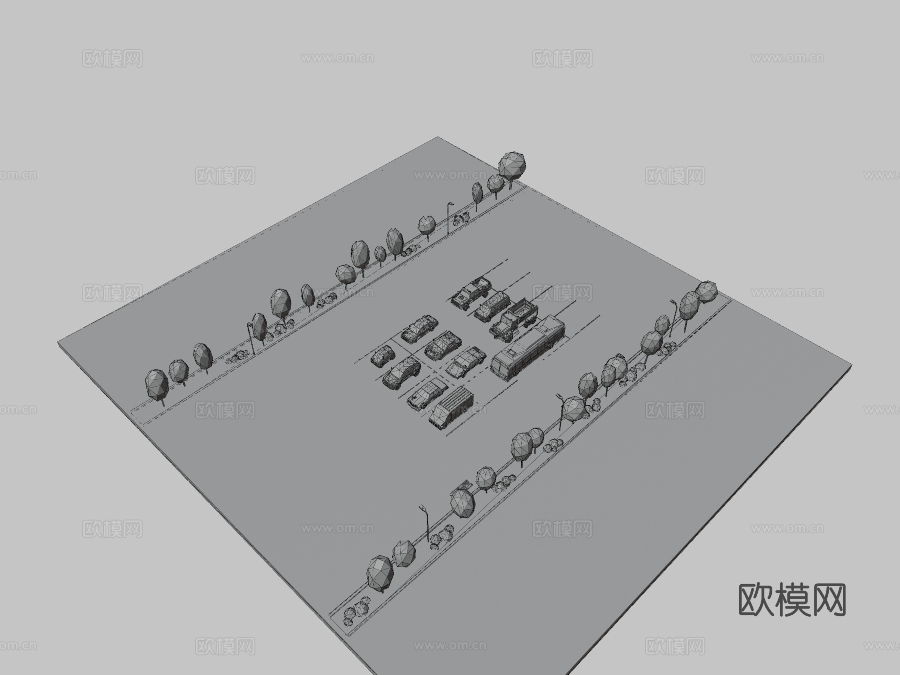 卡通低多边形城市汽车包su模型