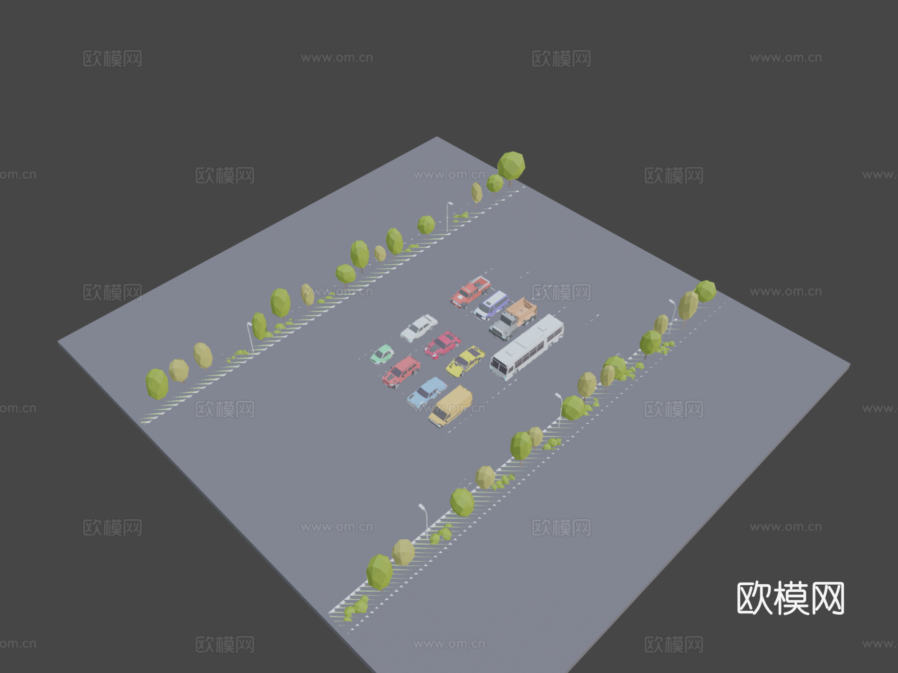 卡通低多边形城市汽车包su模型