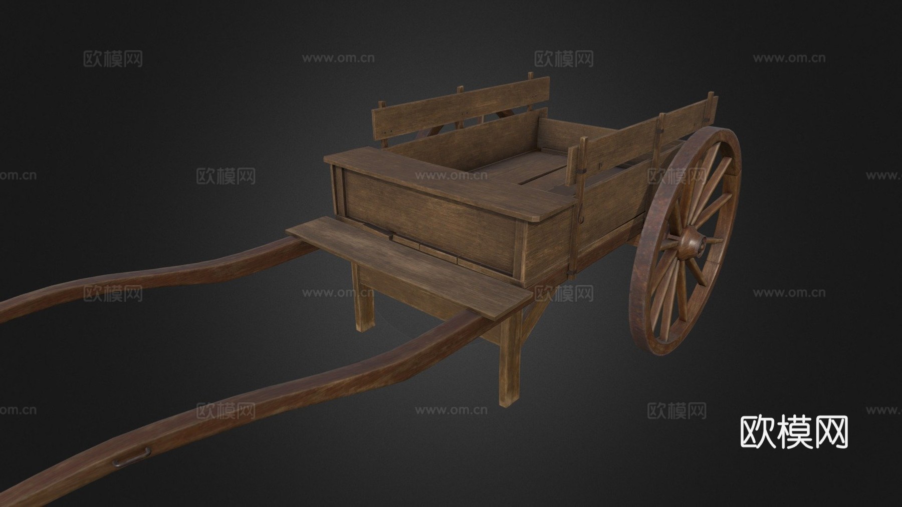 木制手推车su模型