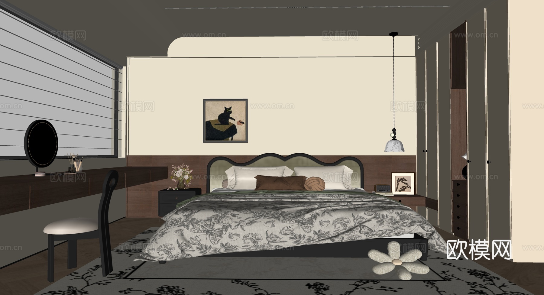 法式中古风卧室su模型