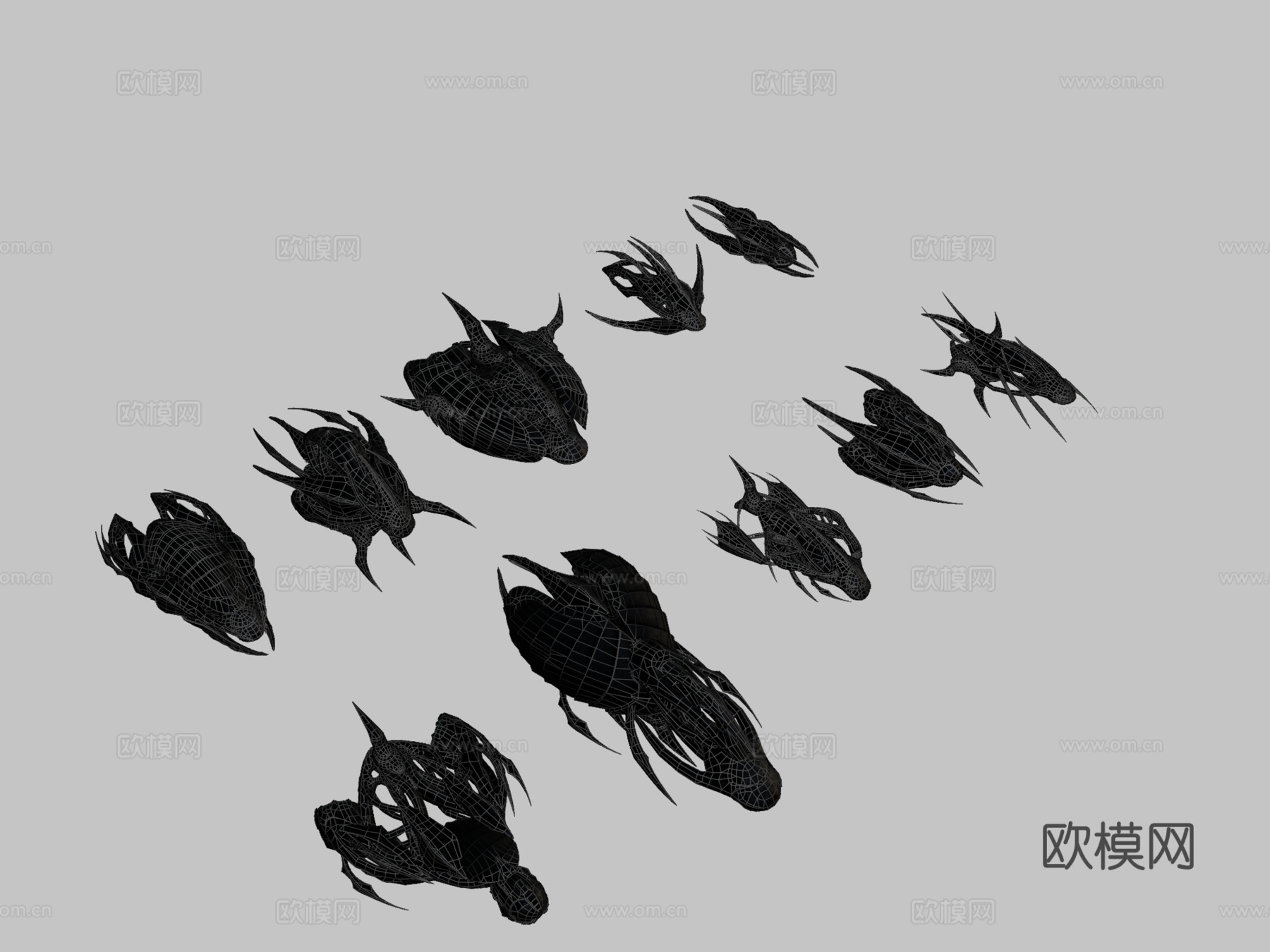 太空船建造者7异形主题su模型