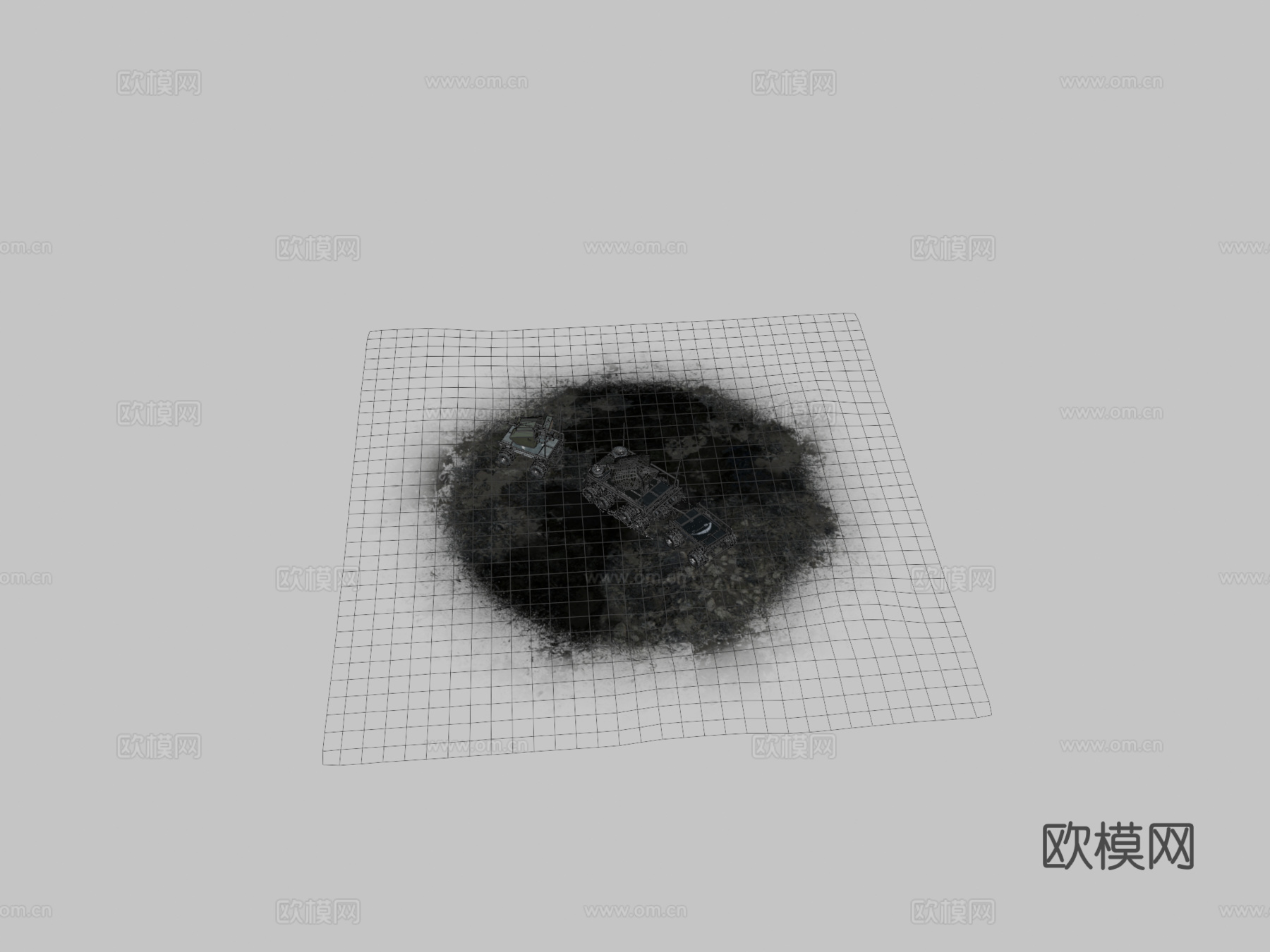 地面战斗无人机 机器人平台 炮塔su模型