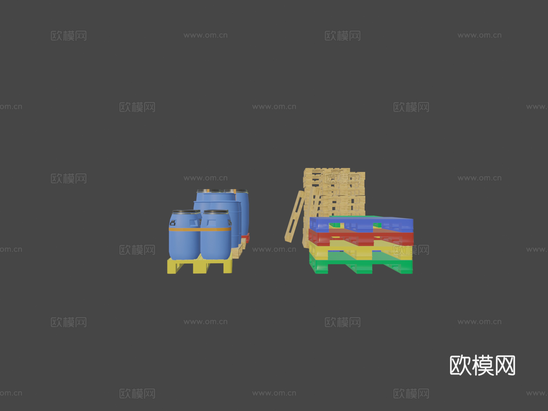 托盘和塑料桶su模型