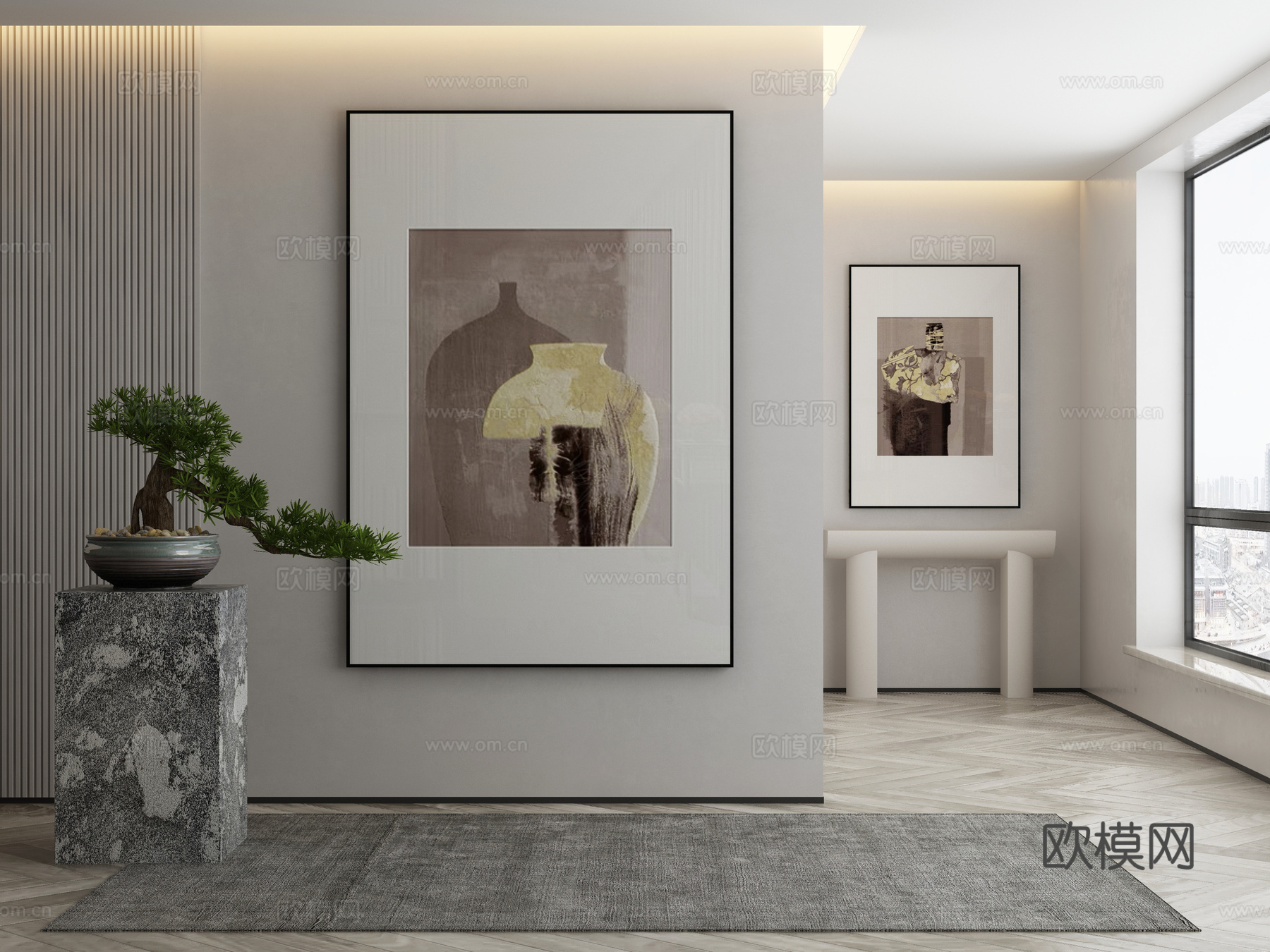 现代简约抽象挂画3d模型