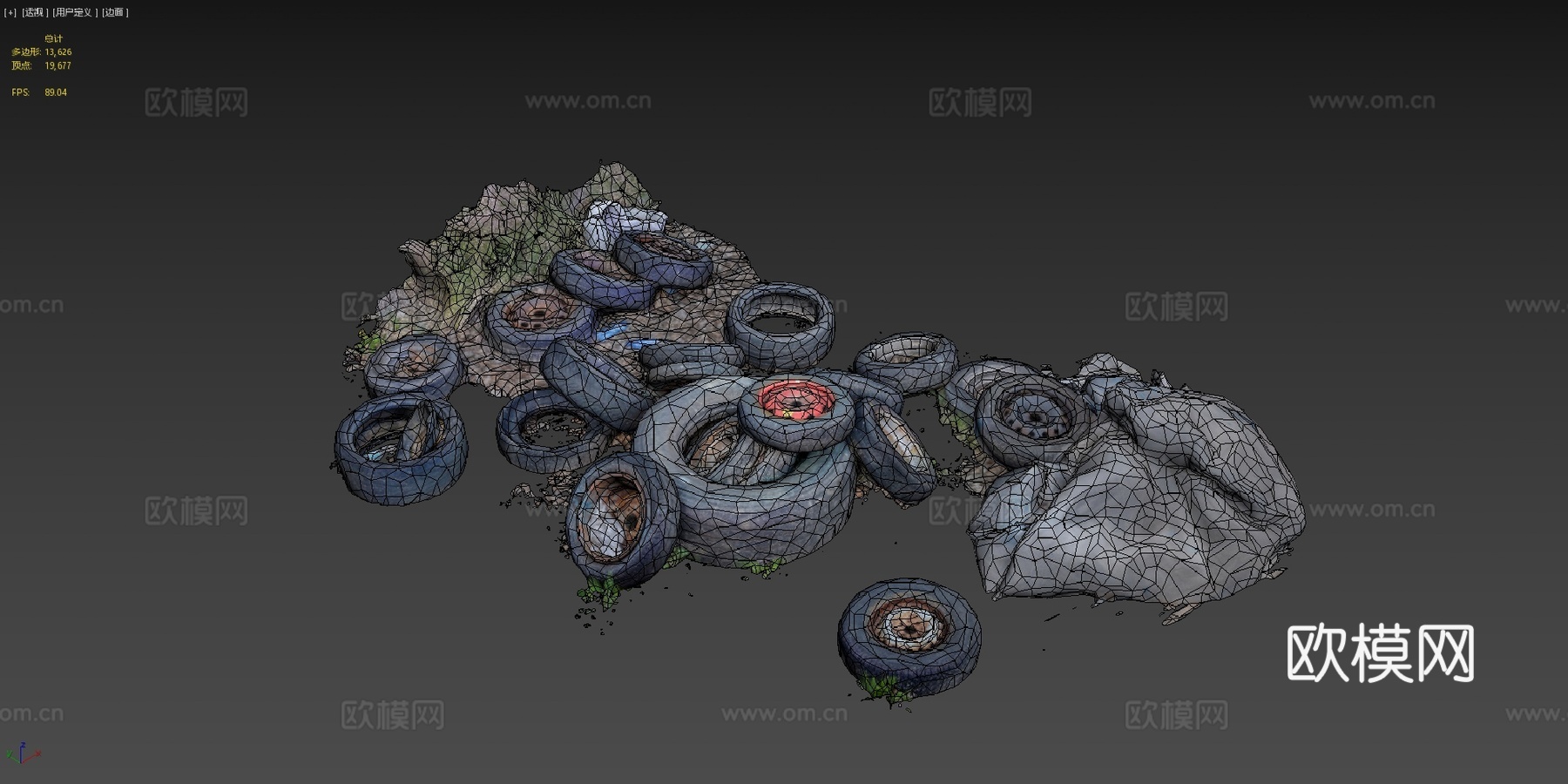 轮胎垃圾堆低多边形扫描su模型