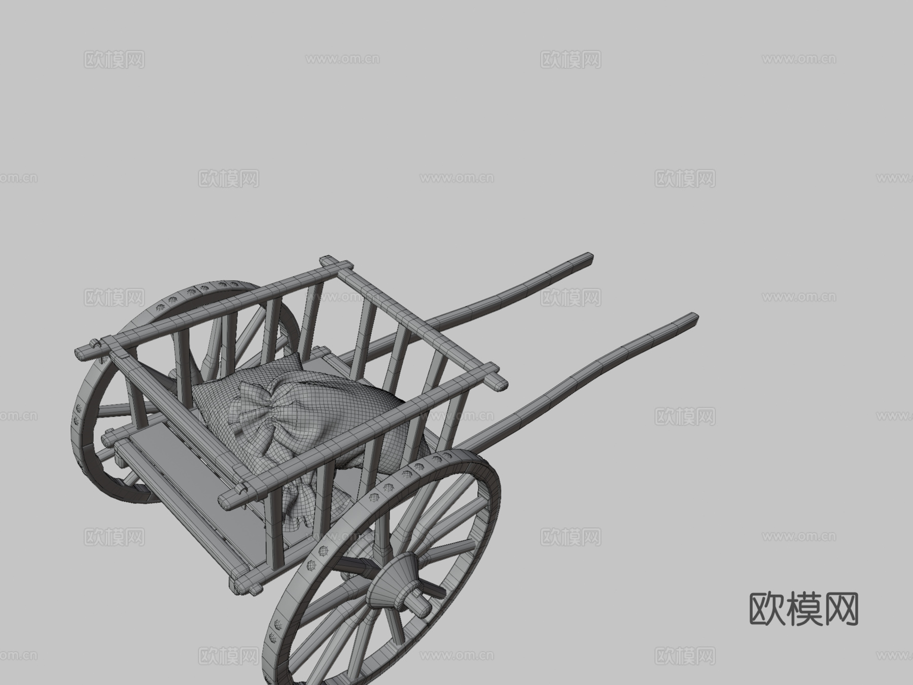 木制推车su模型