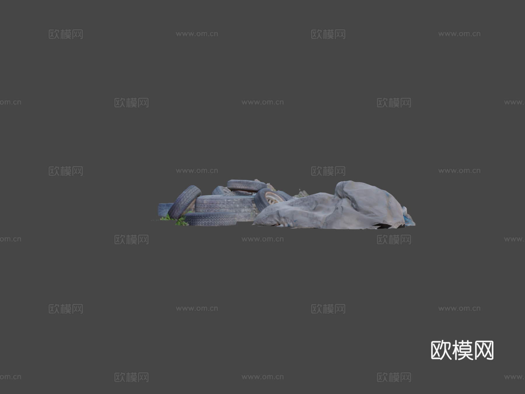 轮胎垃圾堆低多边形扫描su模型